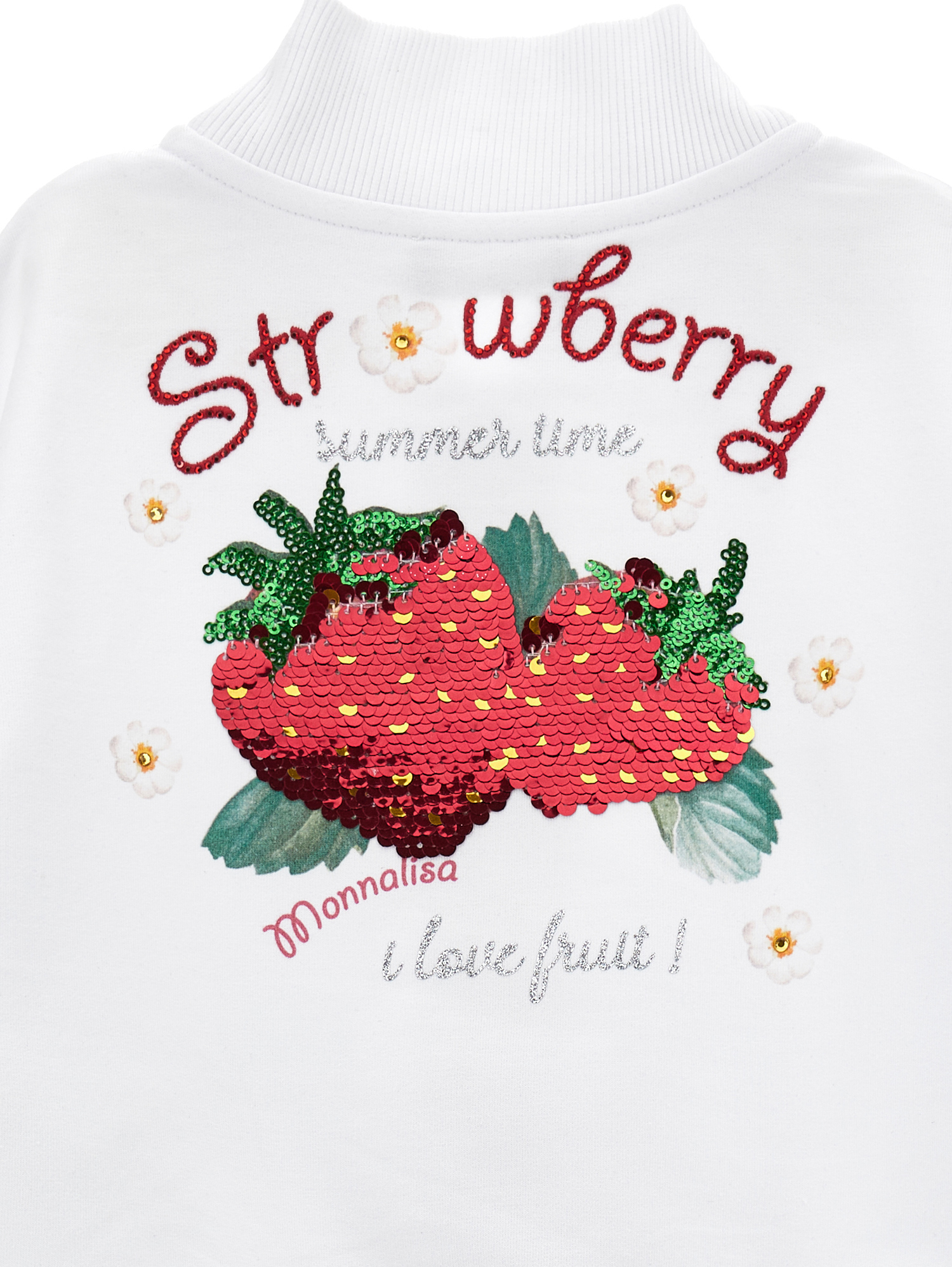 Monnalisa Open Sweatshirt With Sequins In White