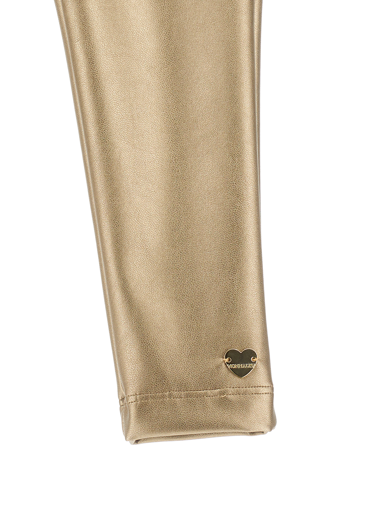 Shop Monnalisa Coated Fabric Stretch Leggings In Gold