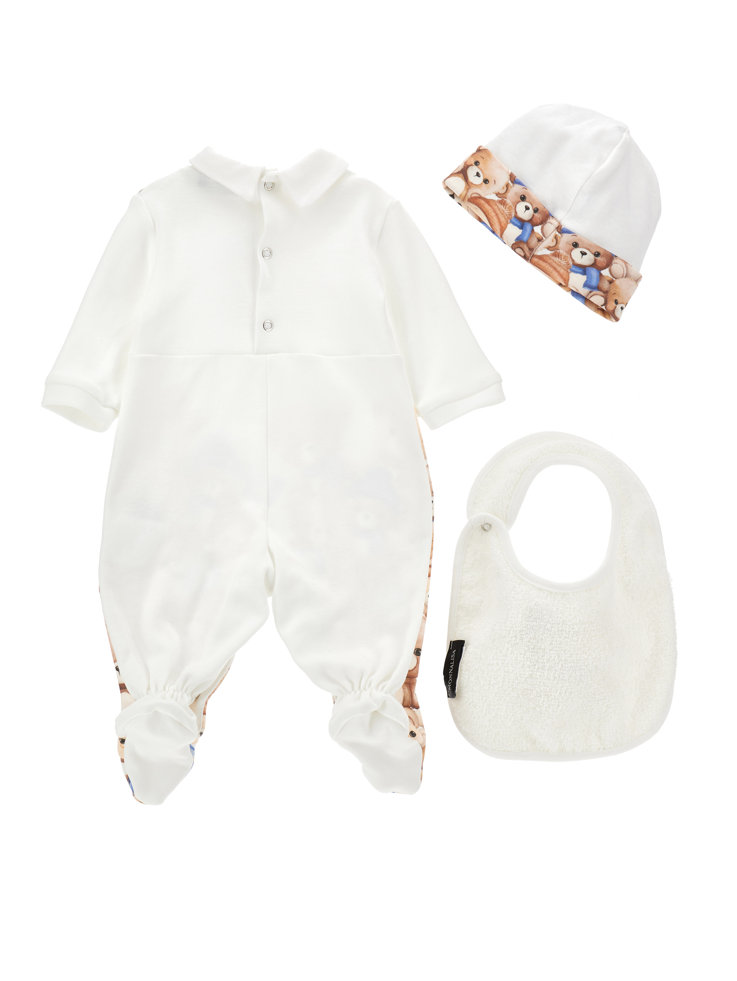 Monnalisa Three-piece Playsuit And Accessories Set In White