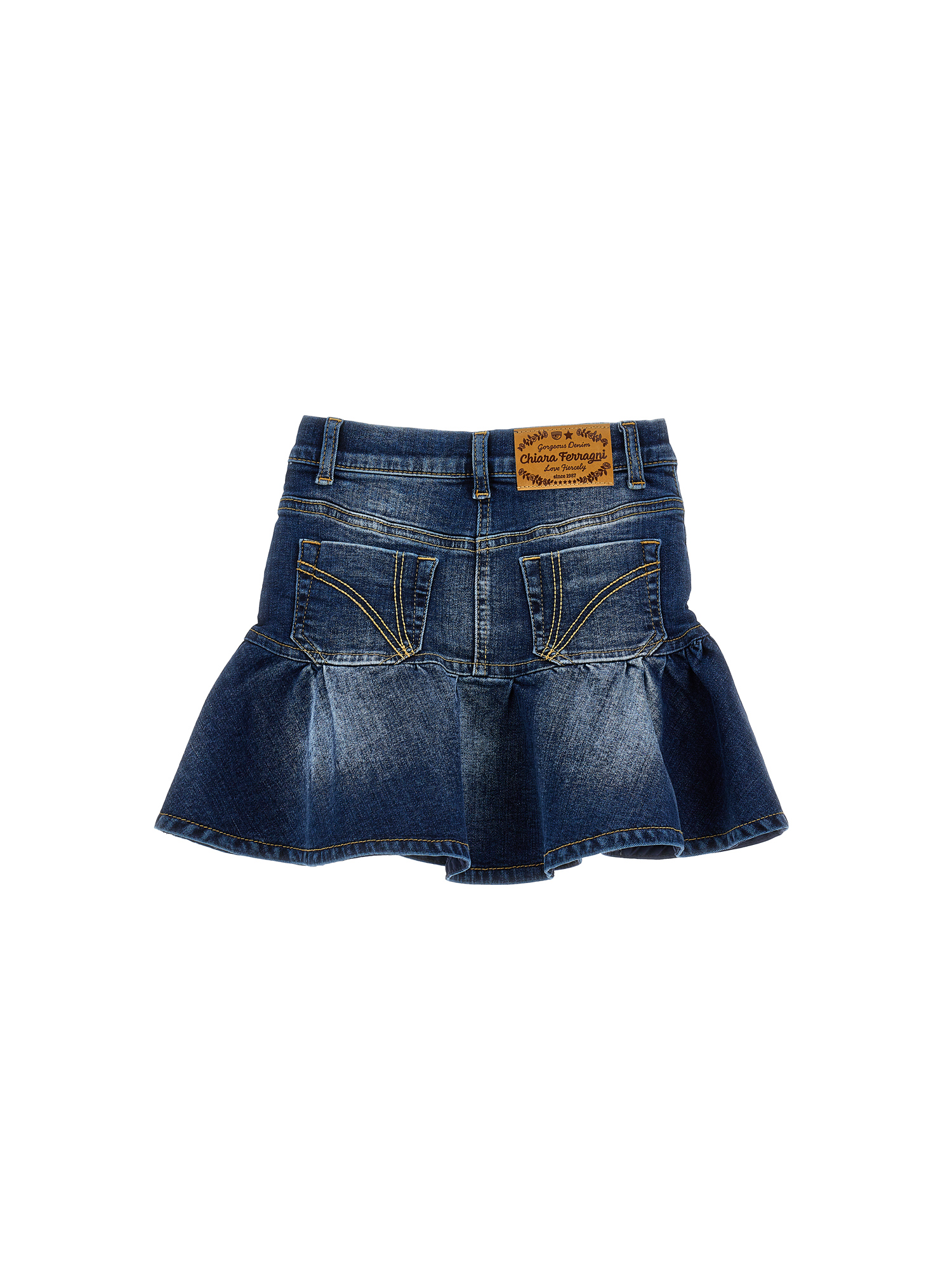 Shop Chiara Ferragni Ferragni Stretch Denim Skirt In Blu Stone Denim