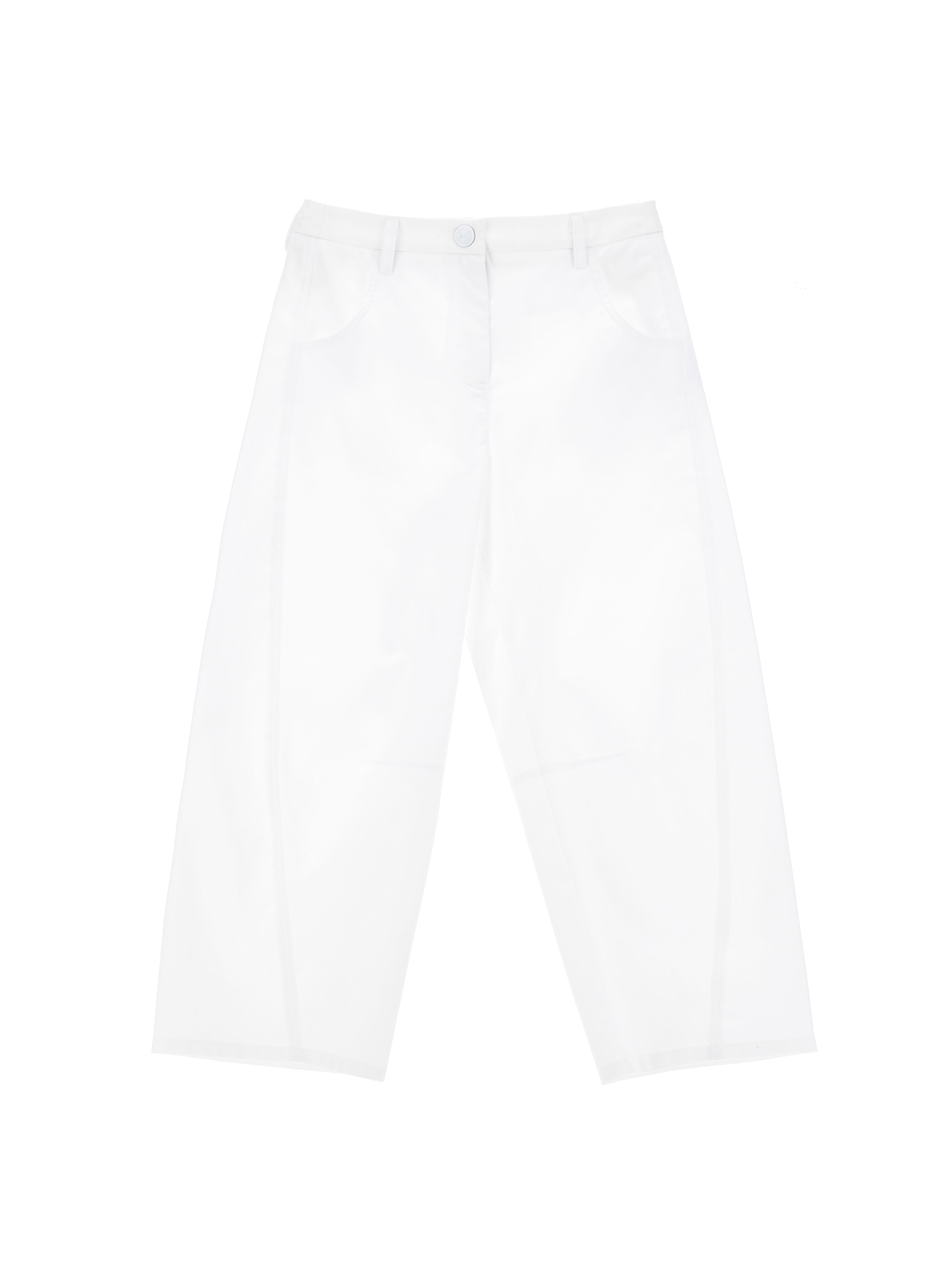 Monnalisa Cropped Gabardine Trousers In White