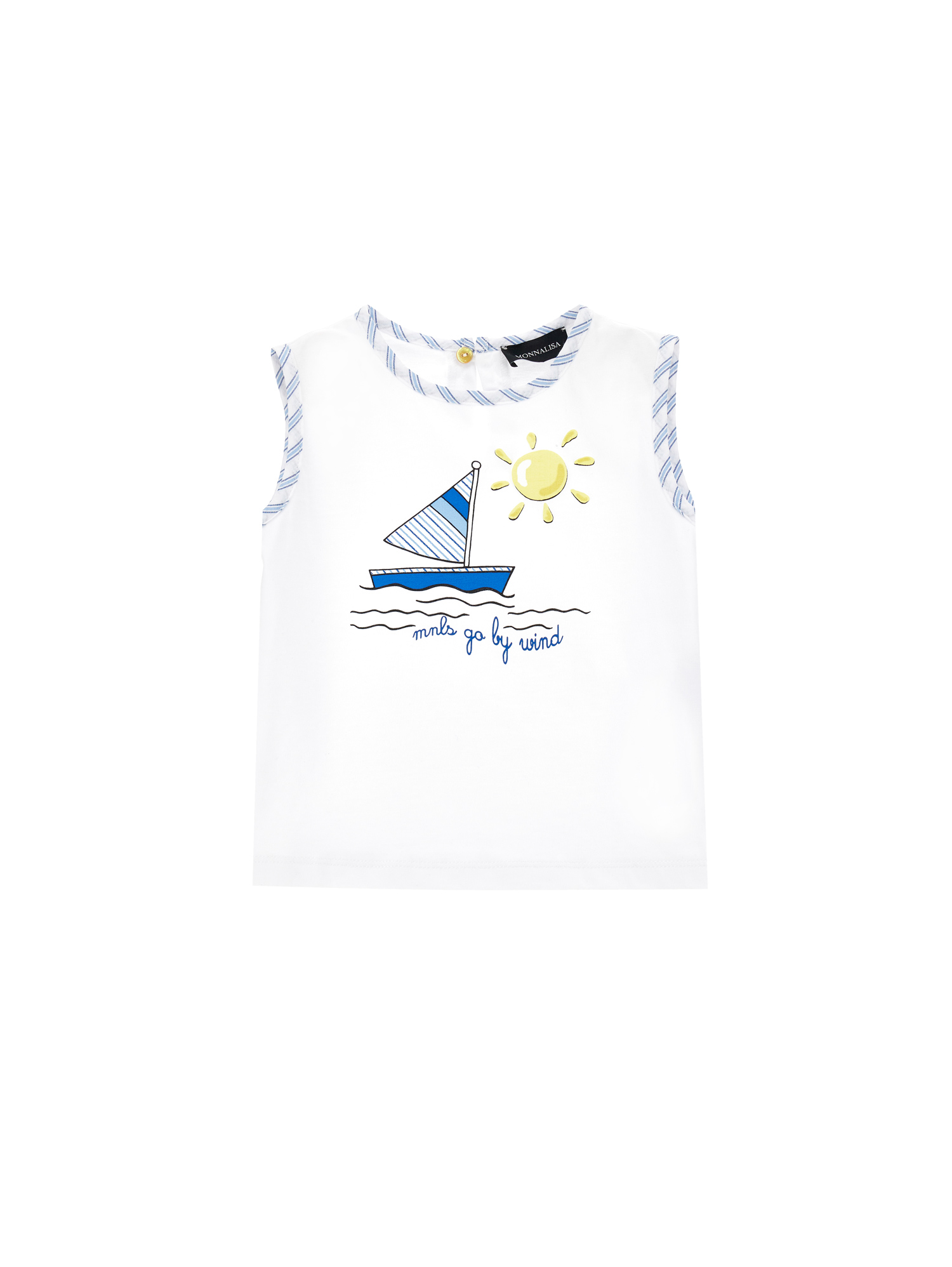 Monnalisa Sailboat Print Jersey Tank Top In 0099