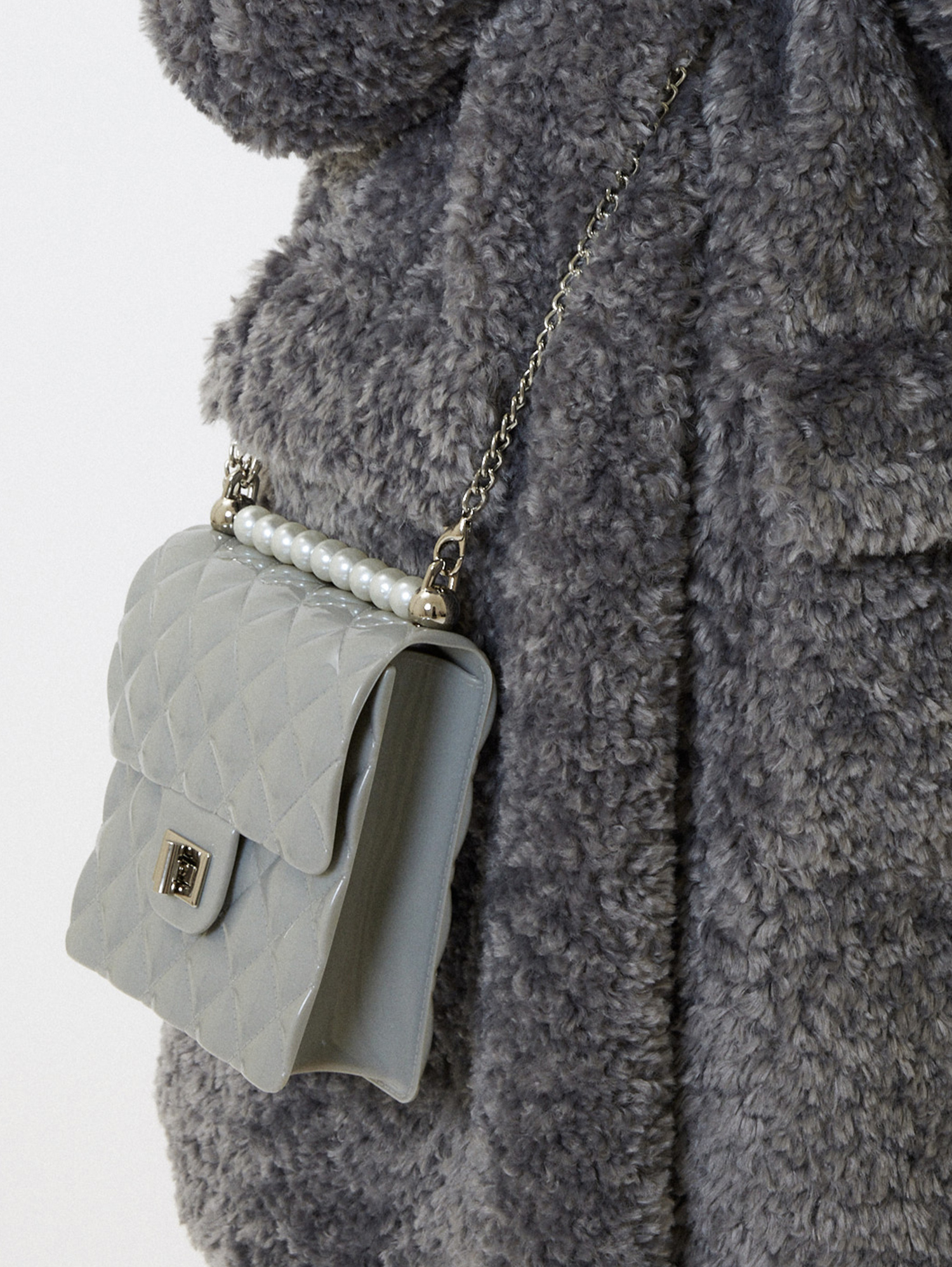 Shop Monnalisa Pvc Bag With Pearls In Grey
