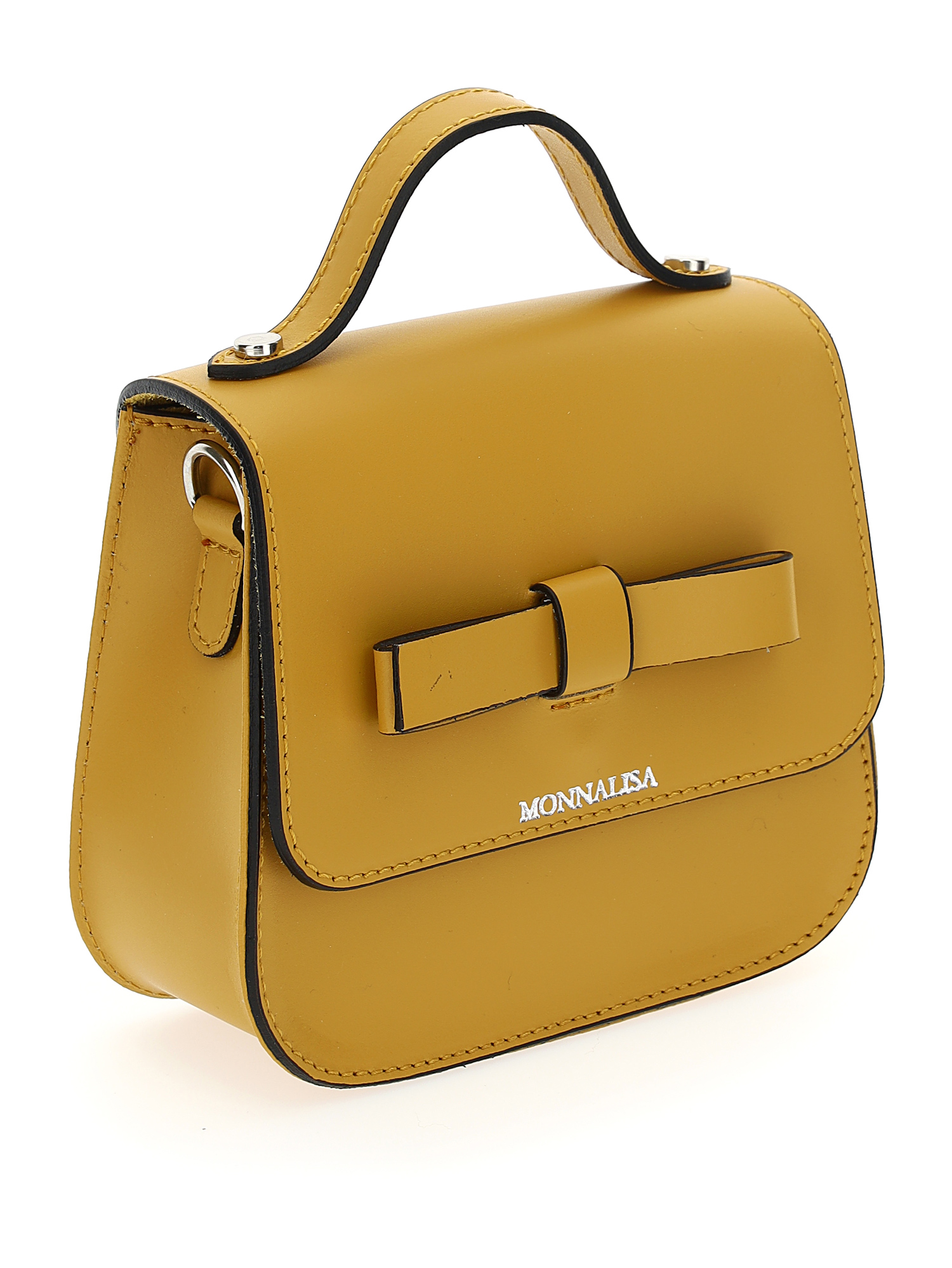 Shop Monnalisa Mini Leather Bag In Sulfur