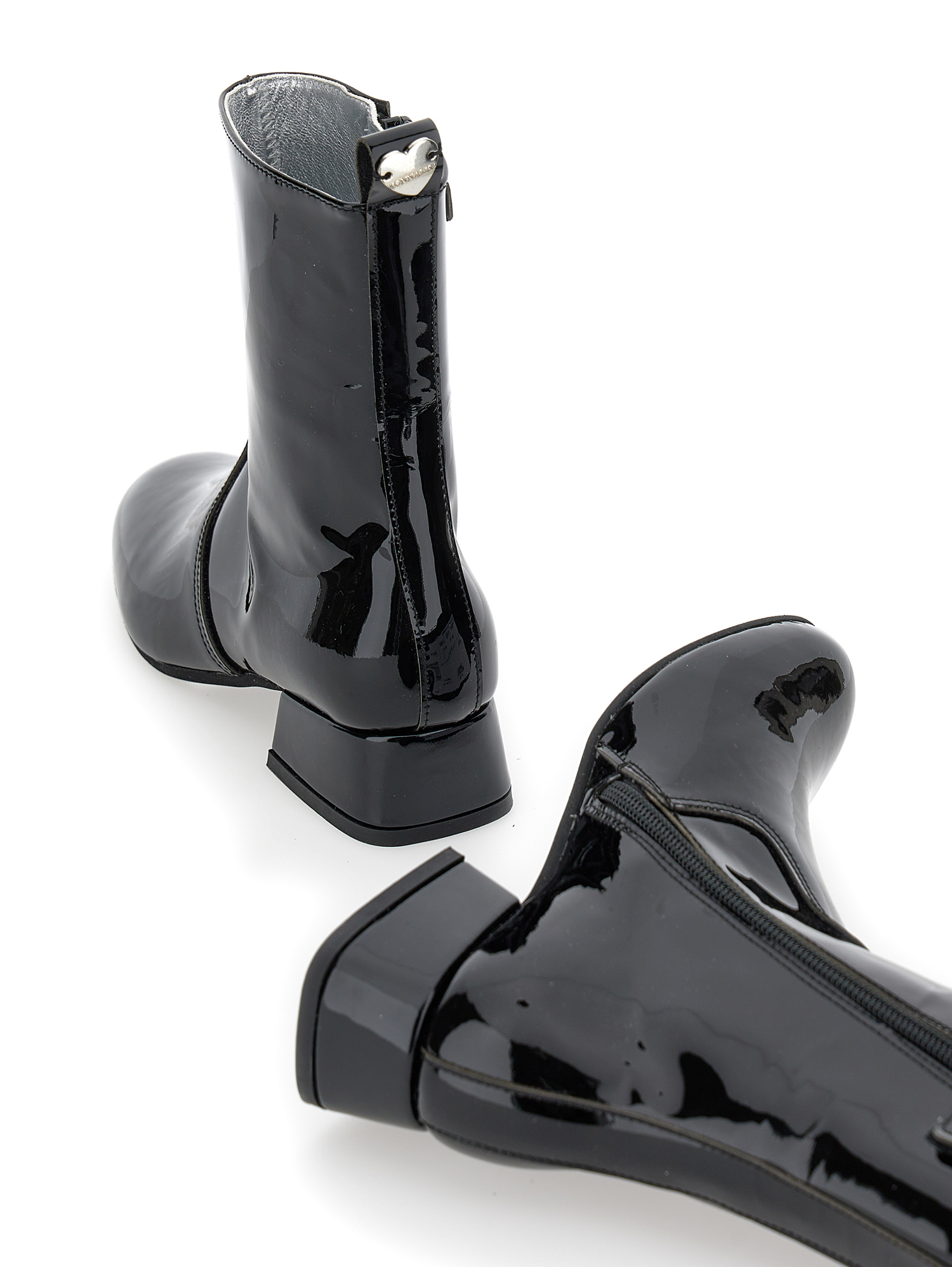 Monnalisa Patent Leather Ankle Boots With Heel In Black