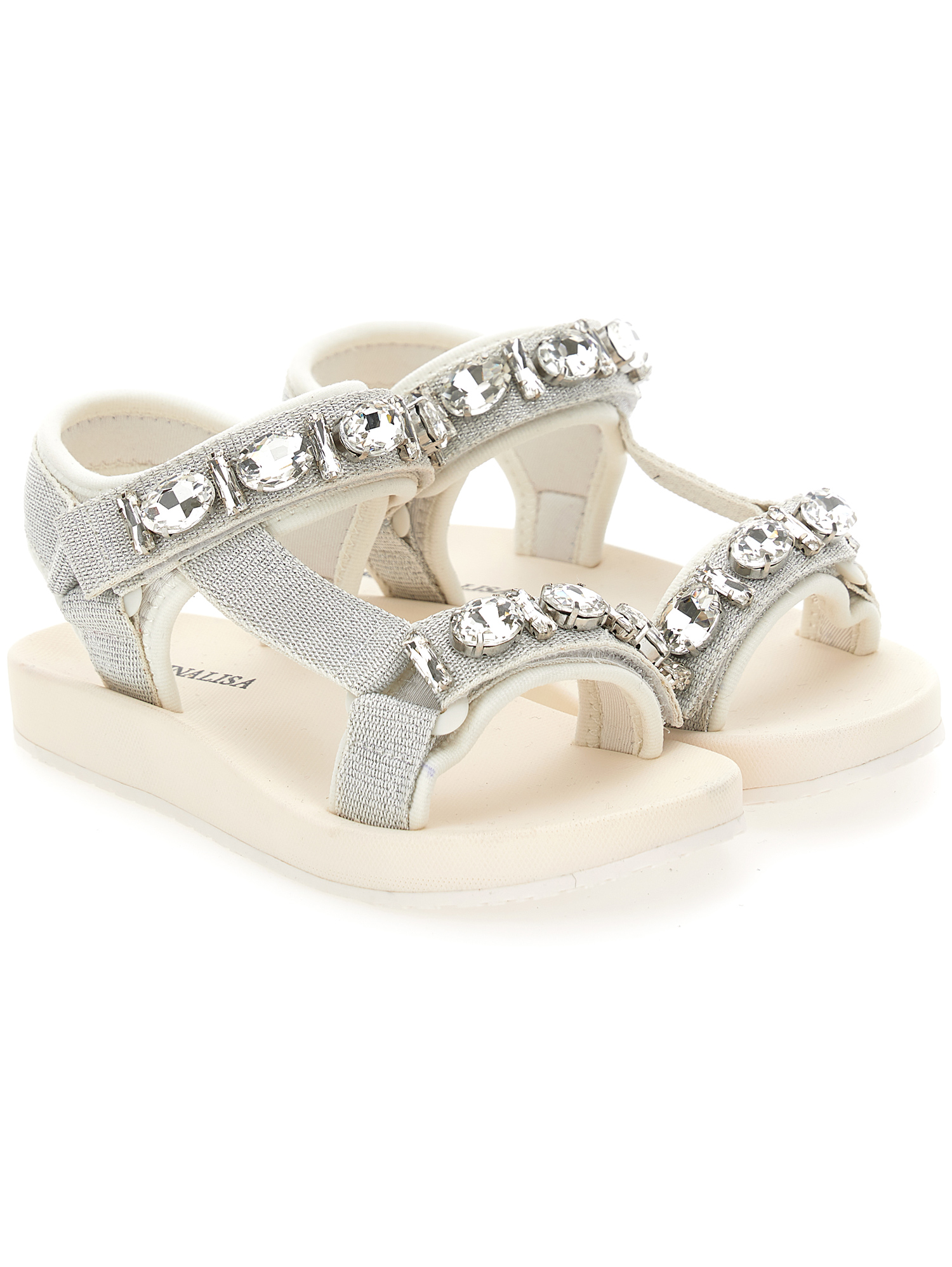 Monnalisa Hi-tech Sandals With Rhinestones In White