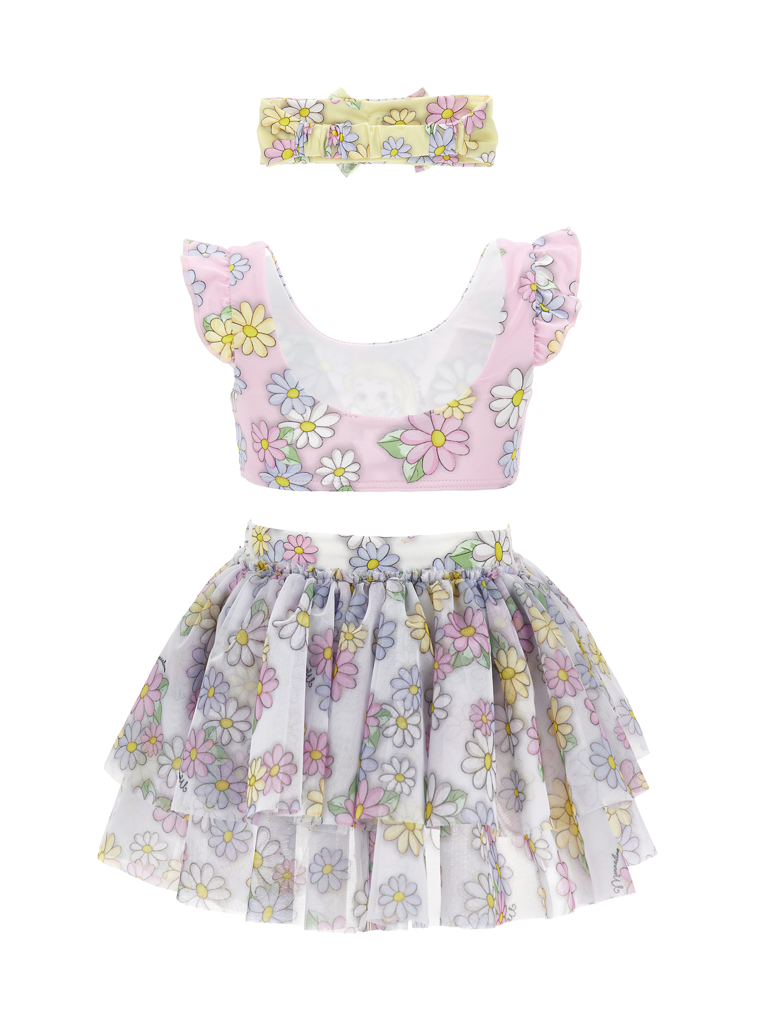 Monnalisa Alice Beachwear Set In Rosa Fairy Tale