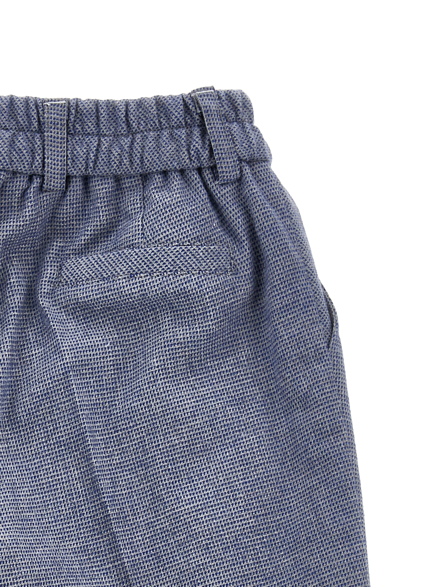 Monnalisa Flannel Trousers With Turn-up In Blue + Grey