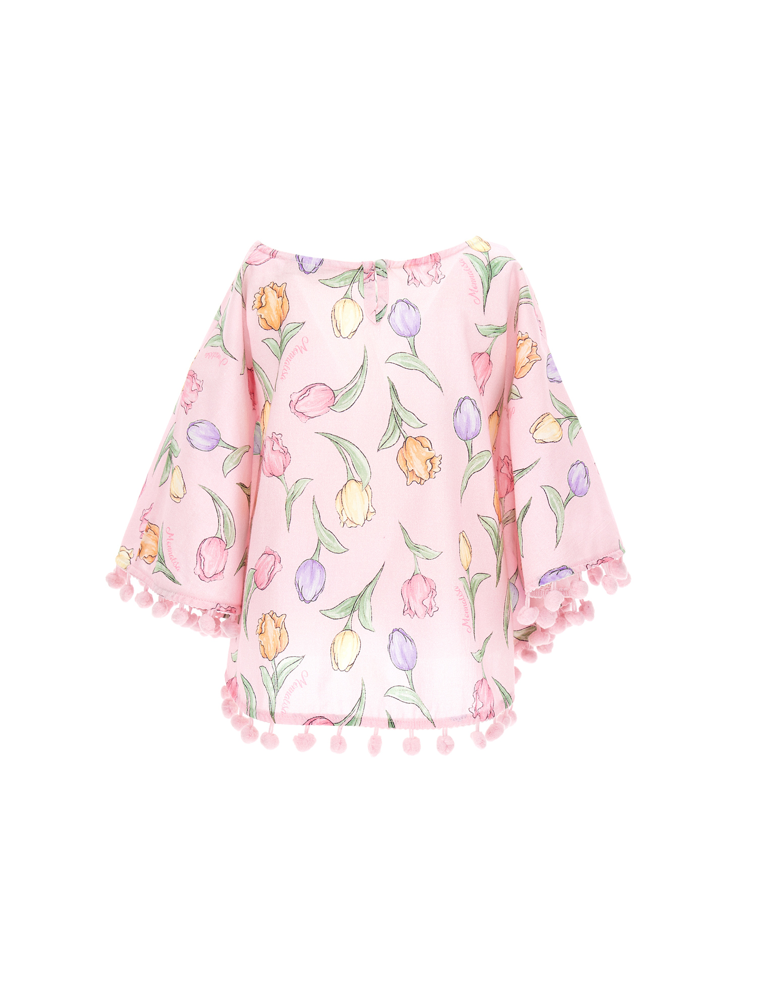 Monnalisa Muslin Poncho Cover-up In Rosa Fairy Tale