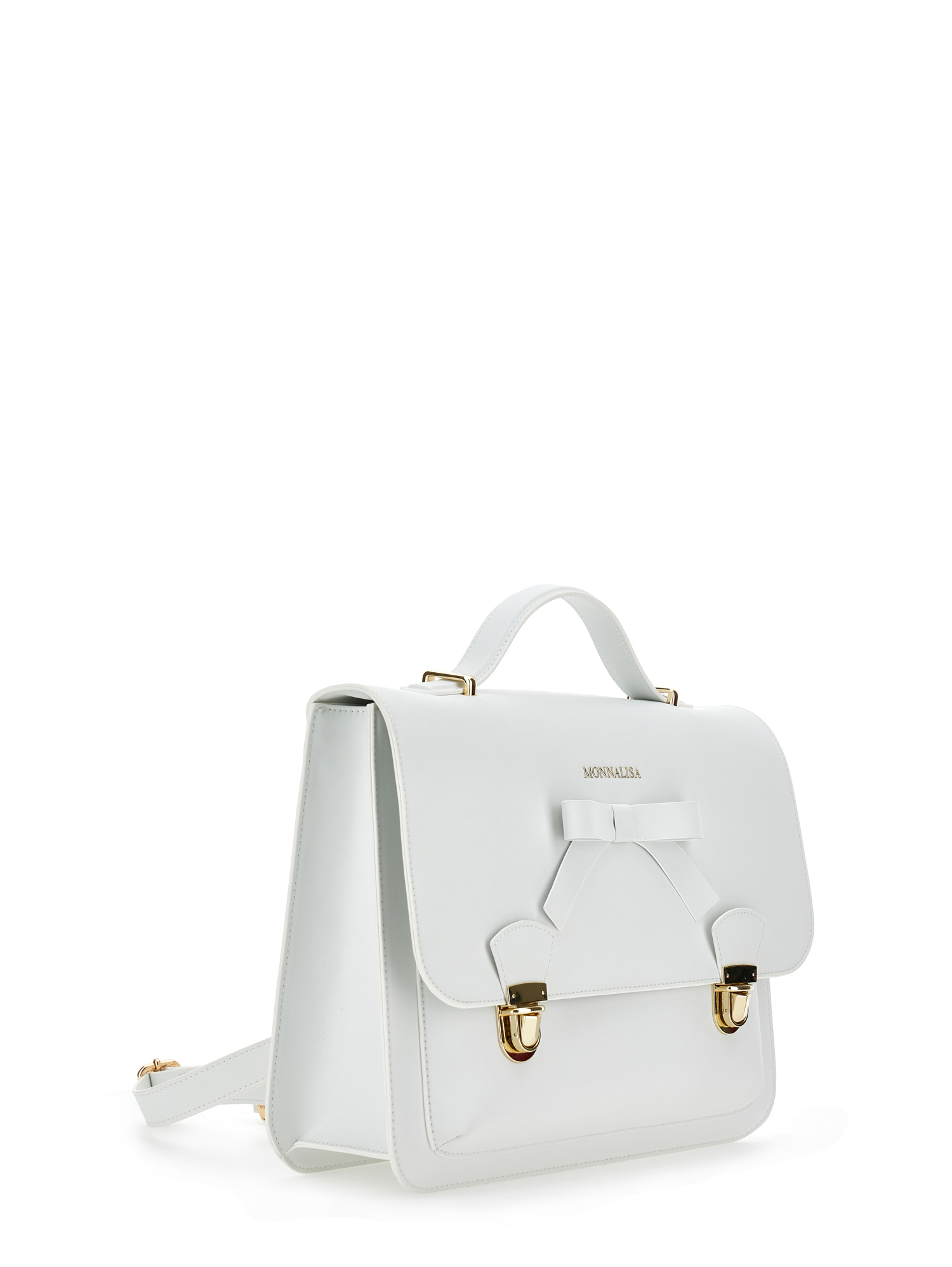 Monnalisa Regenerated Leather Satchel In White