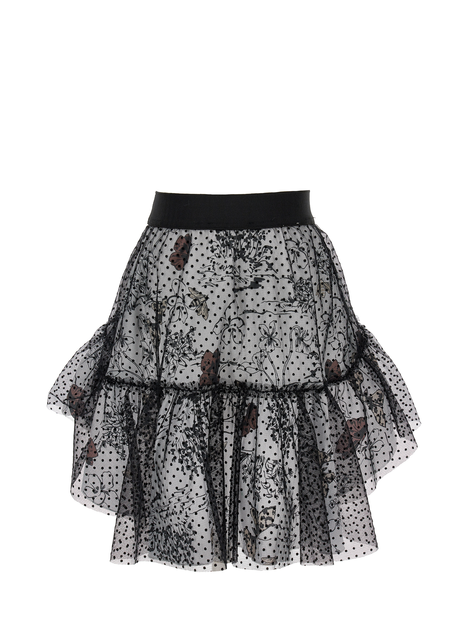Monnalisa Poplin Skirt With Tulle Layer In Cream