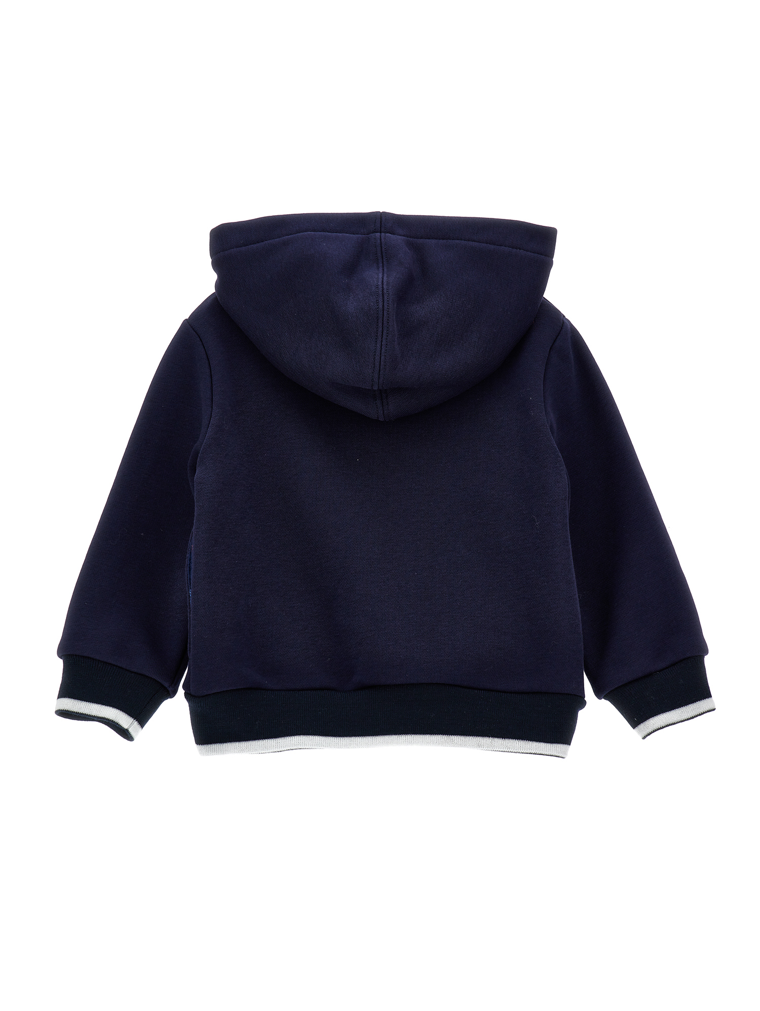 Monnalisa Two-tone Hoodie With Teddy Bears In Blue + Cream