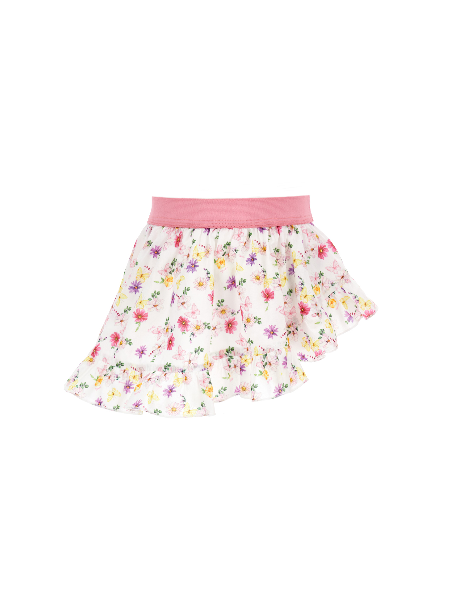 Shop Monnalisa Floral Muslin Sarong Skirt In Multicolour + Pink