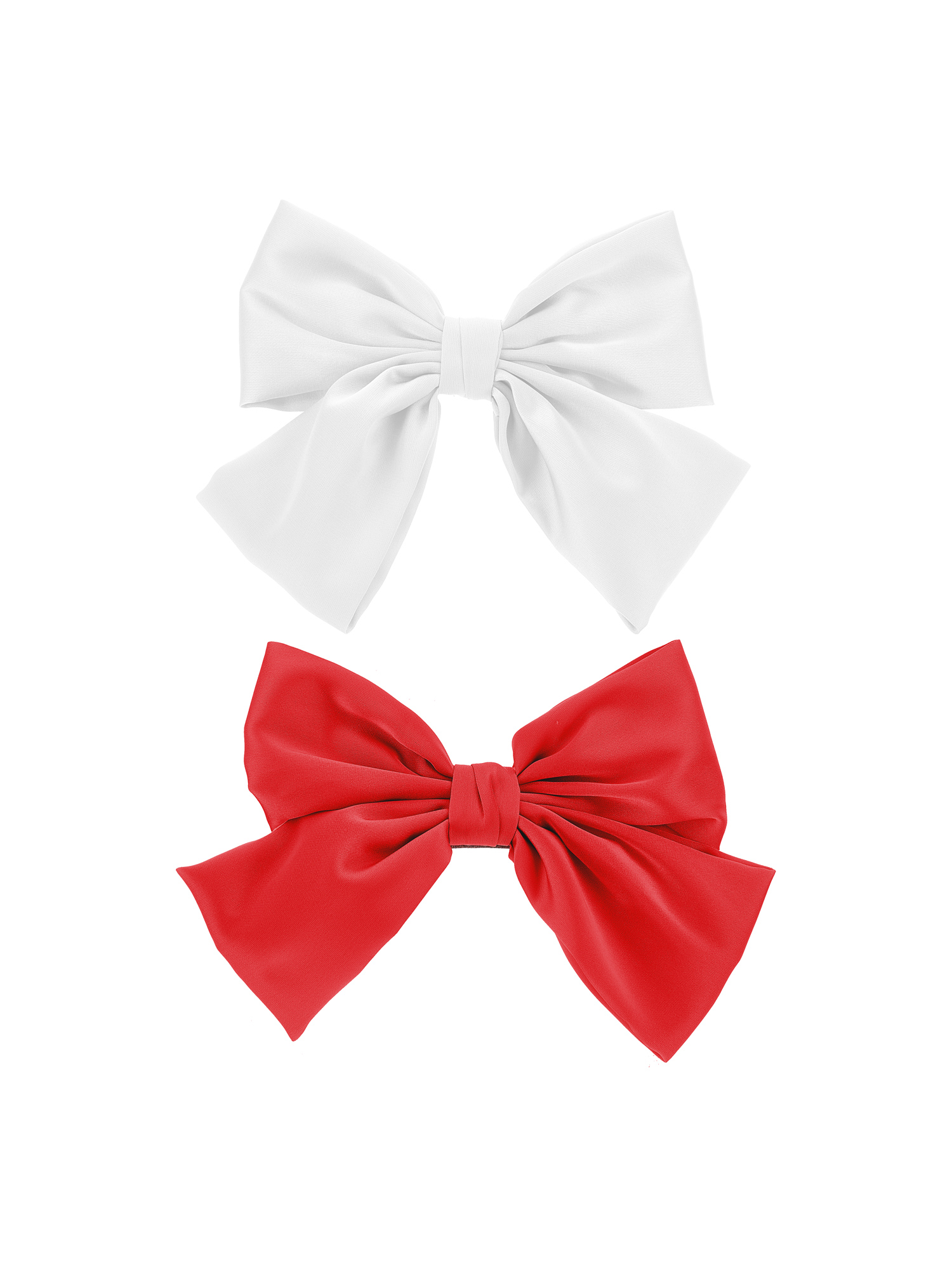 Monnalisa Set Of Two Bow Hair Clips In White + Red