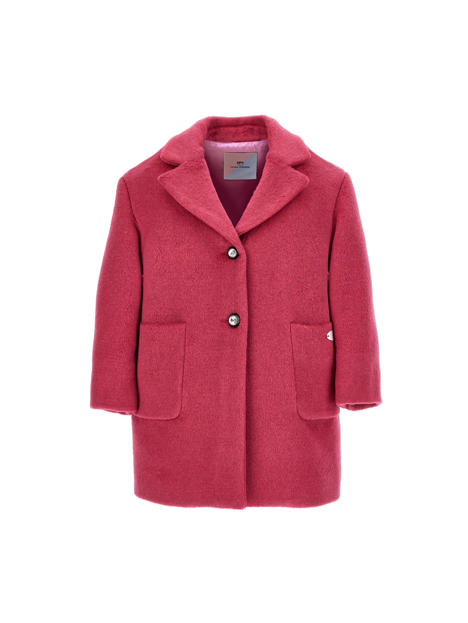 Chiara Ferragni Cf Diamonds Cloth Coat In Fuchsia Red