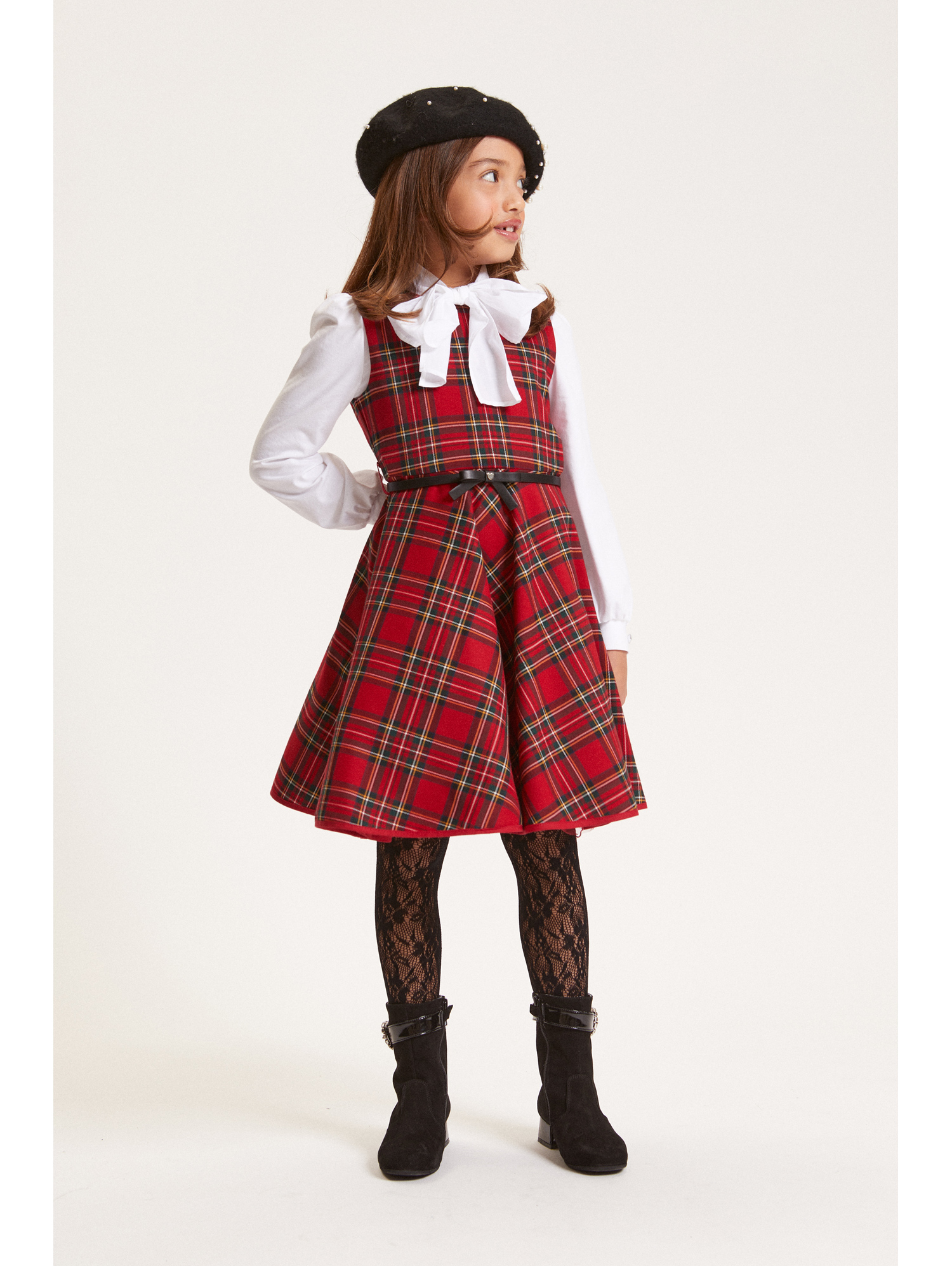 Monnalisa Plaid Dress In Red
