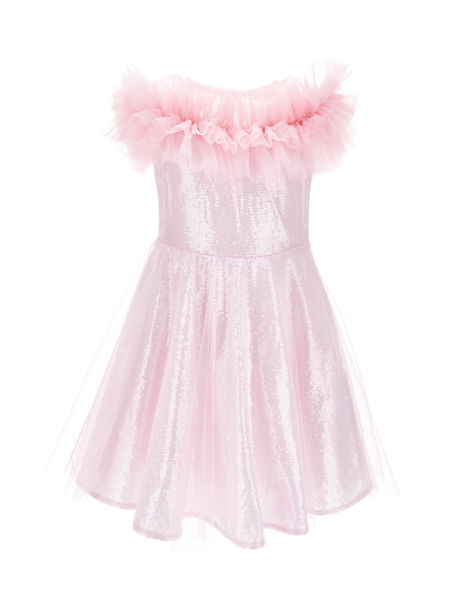 Monnalisa Kids'   Sequinned Dress With Micro-flounces In Pink