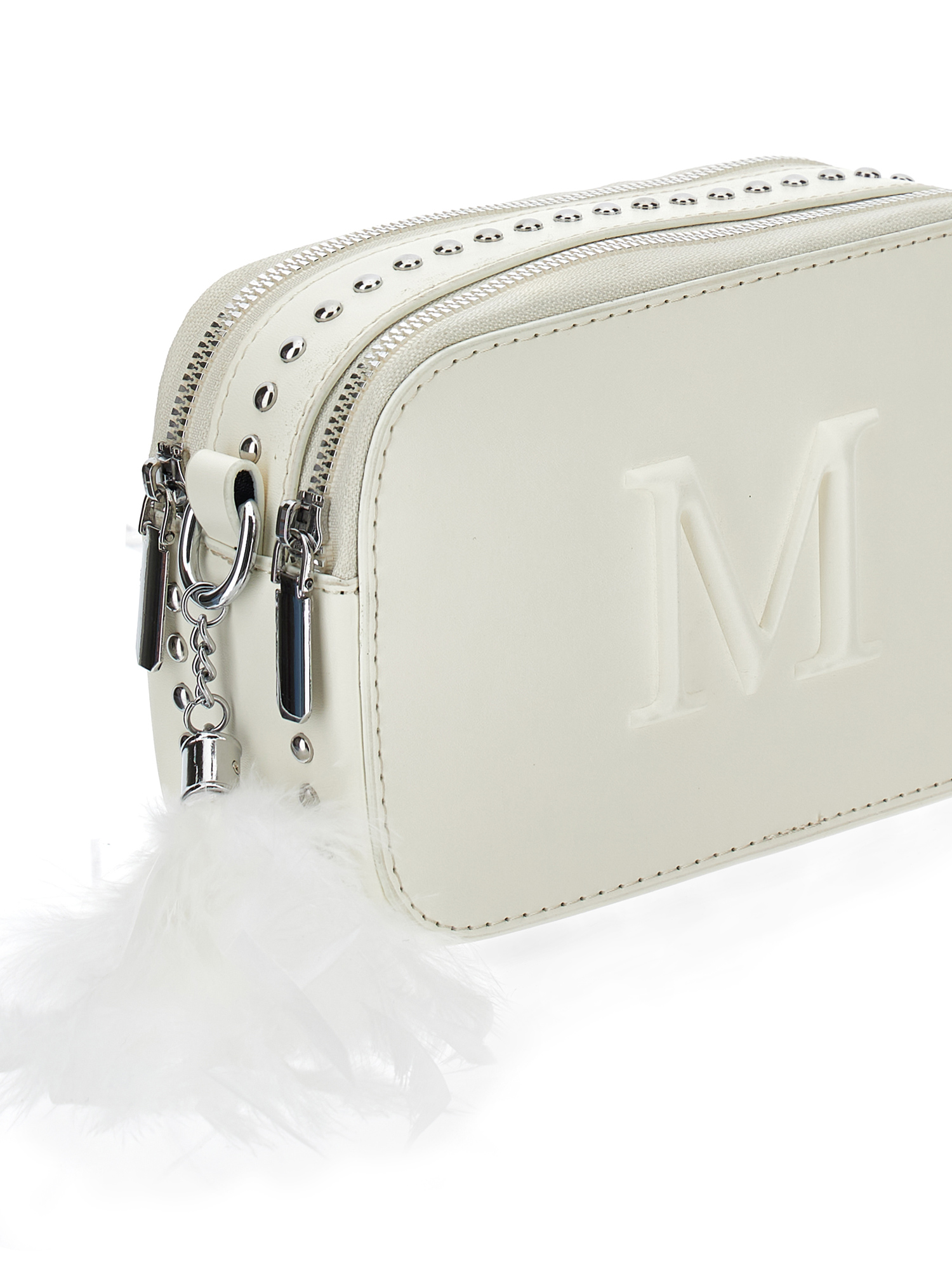 Monnalisa Iconic Logo And Feathers Bag In Cream
