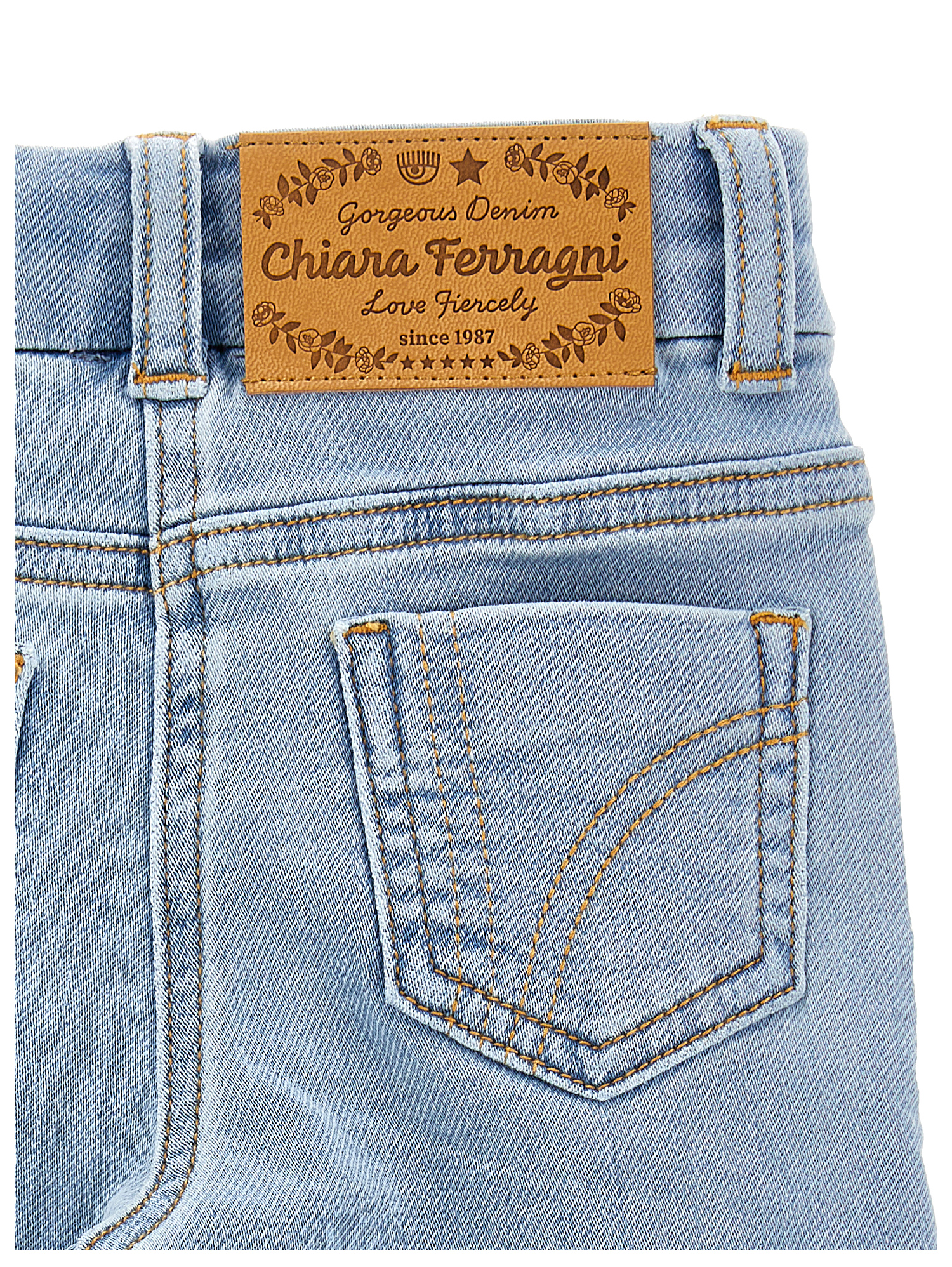 Shop Chiara Ferragni Eyelike Jeans In Stone Bleach