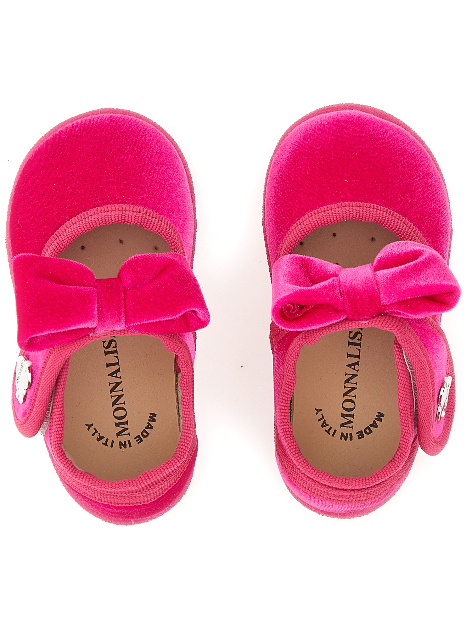 Monnalisa Velvet Shoes With Bow In Fuchsia