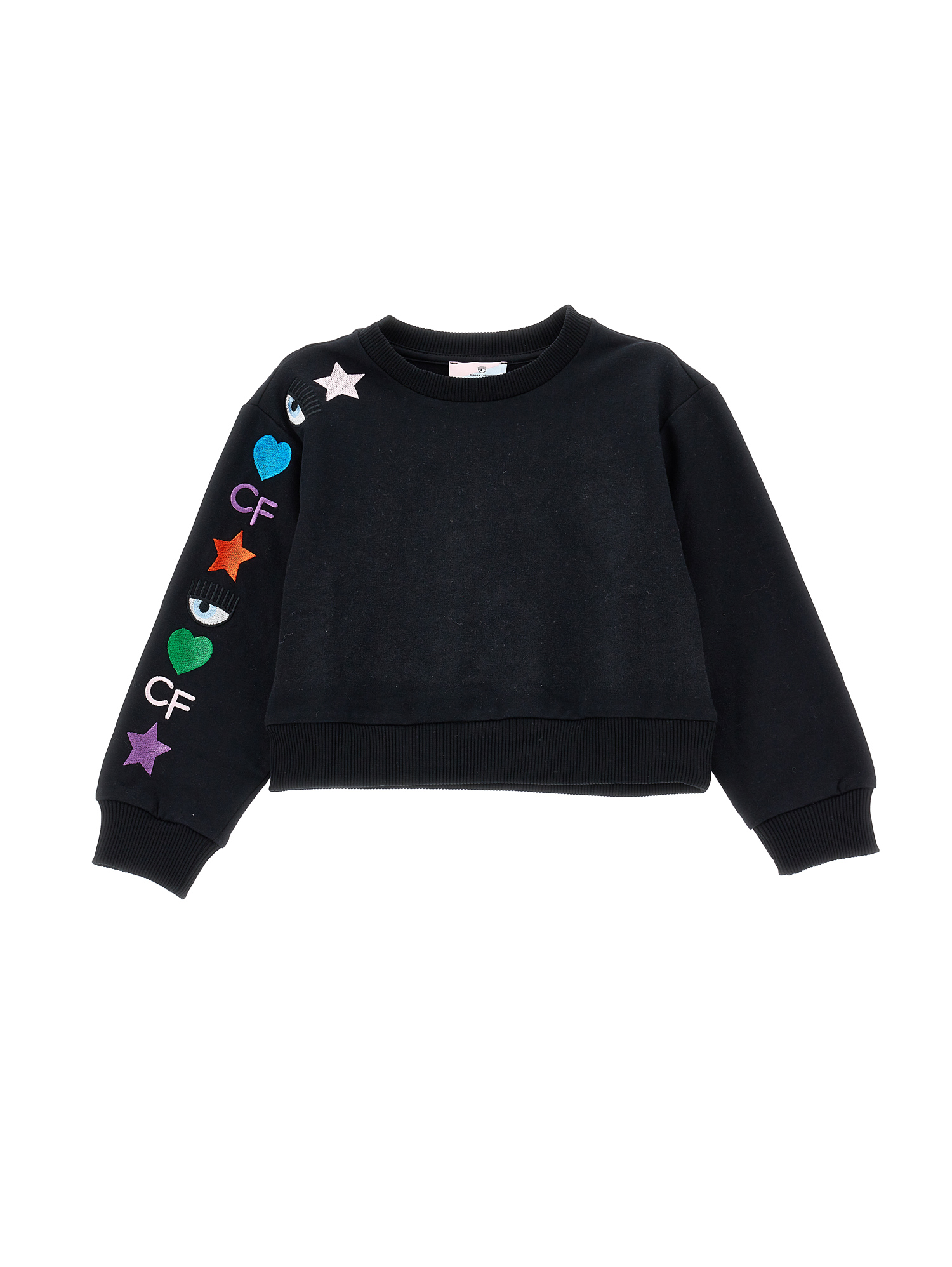 Chiara Ferragni Cf Rainbow Embroidered Sweatshirt In Black