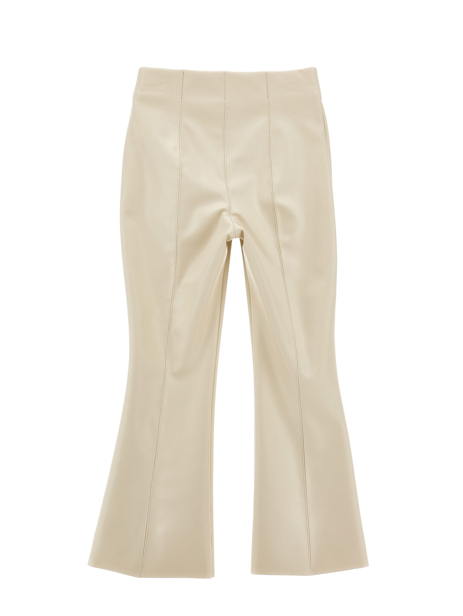 Monnalisa Super-stretch Coated Trousers In Ecru