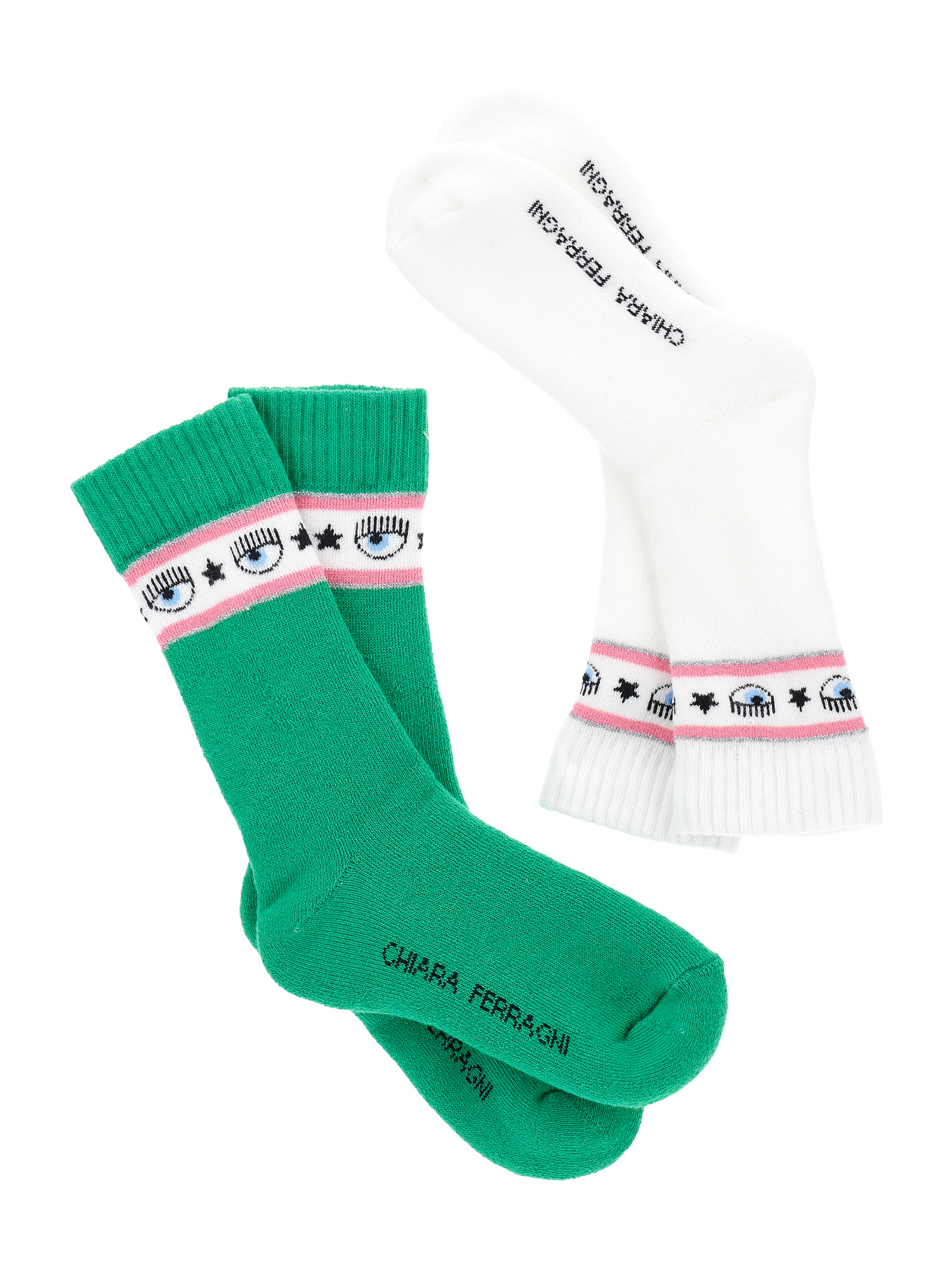 Shop Chiara Ferragni Maxilogomania Socks Set In Bright Green