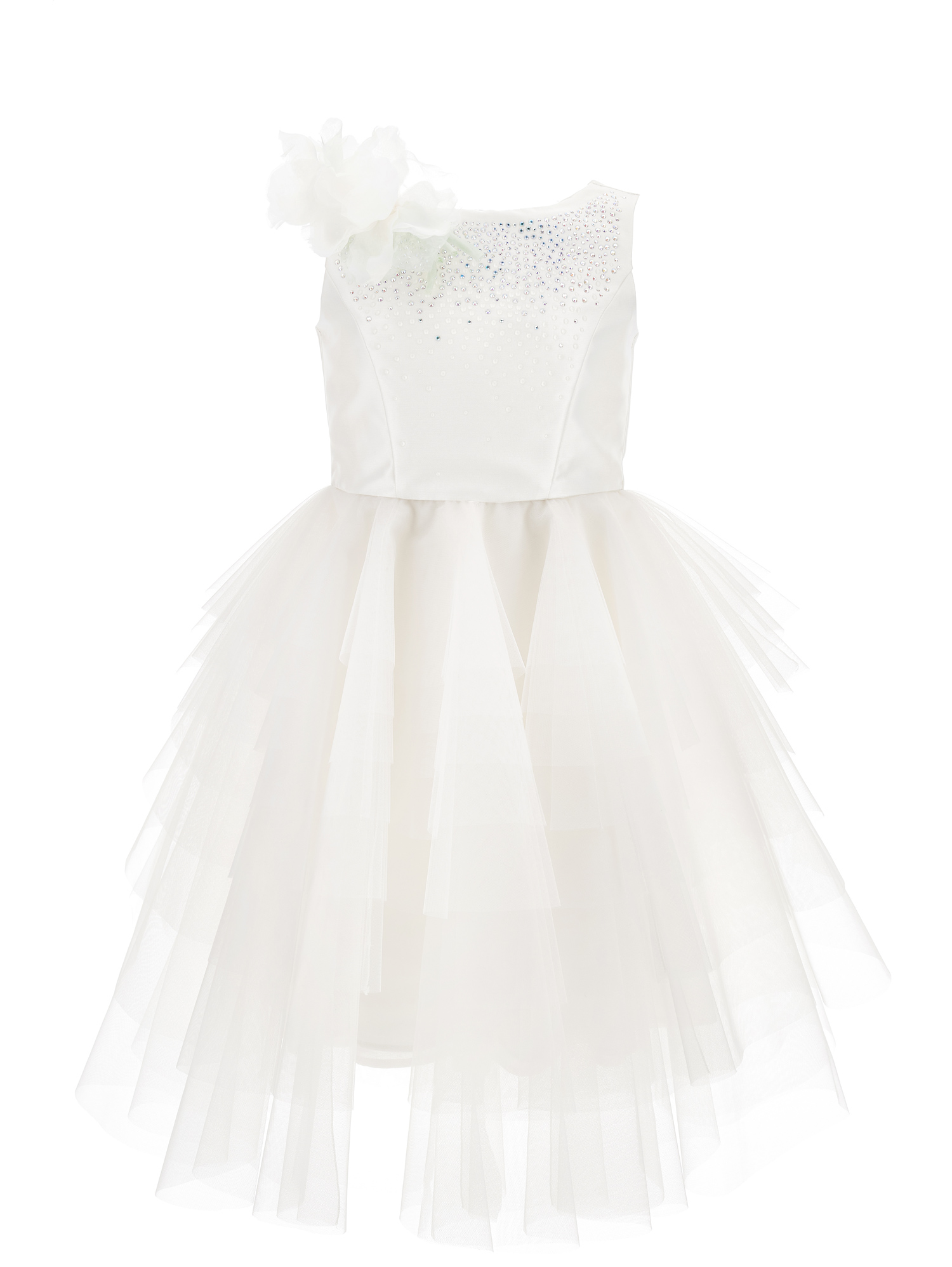 Monnalisa Kids'   Matte Sunlight Mikado Dress In Cream