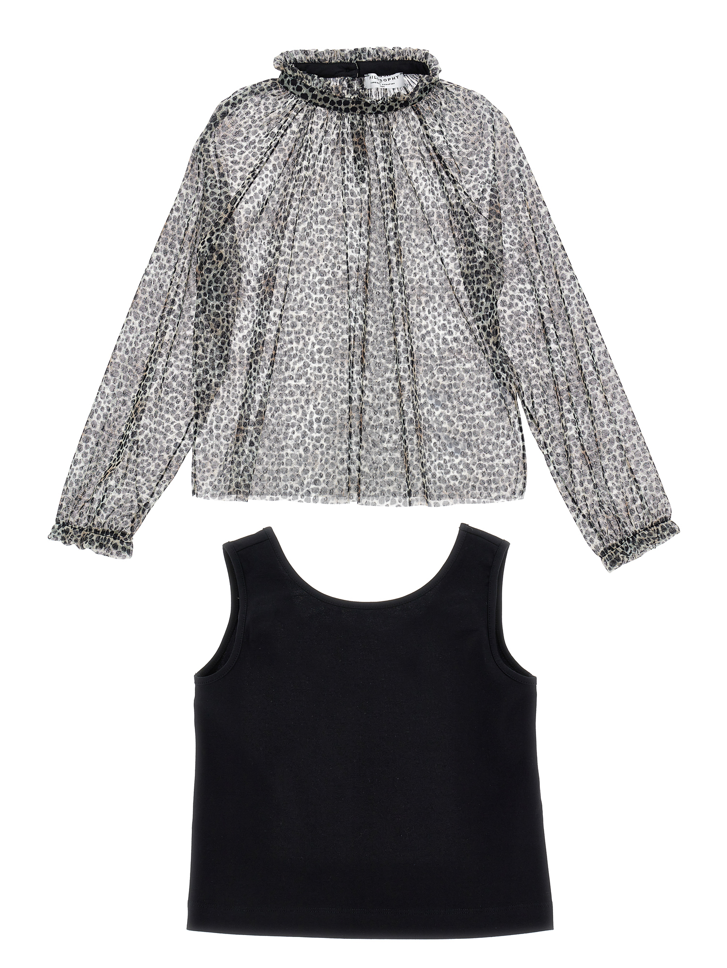 Philosophy Di Lorenzo Serafini Philosophy Kids  Plumetis Tulle Blouse In Black