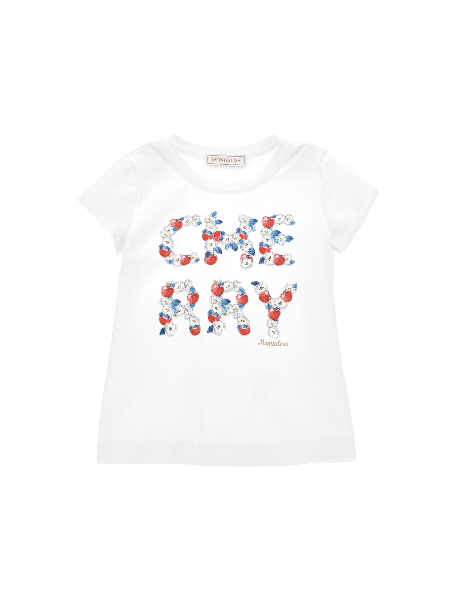 Monnalisa Babies'   Cherry Print Cotton T-shirt In White