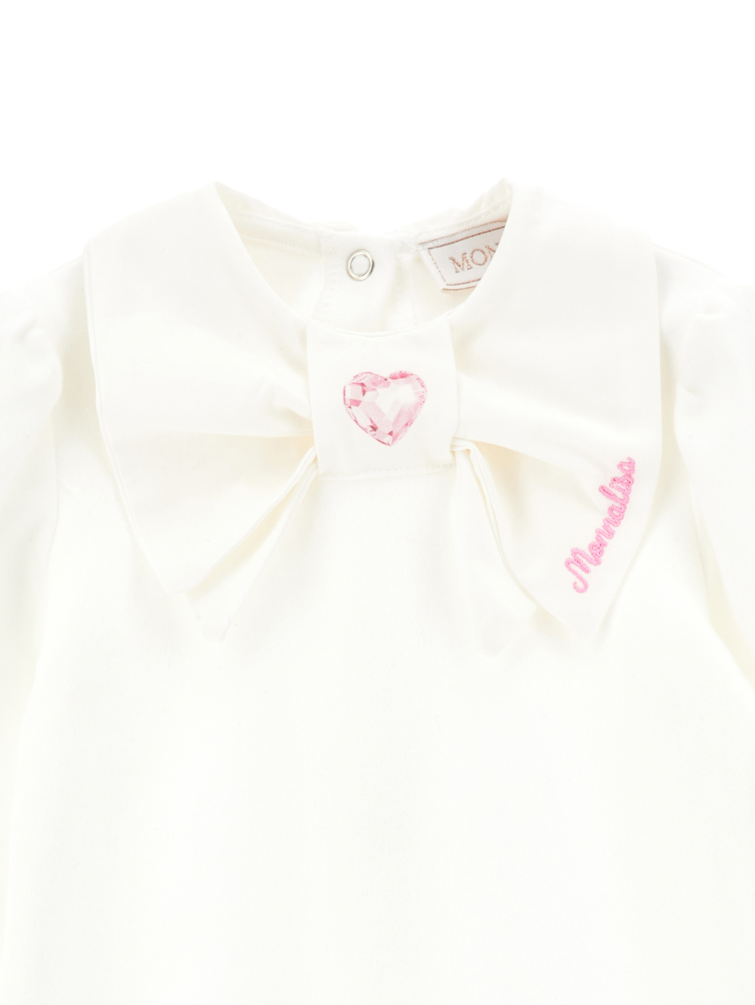 Monnalisa Chenille Playsuit With Double Collar In Cream