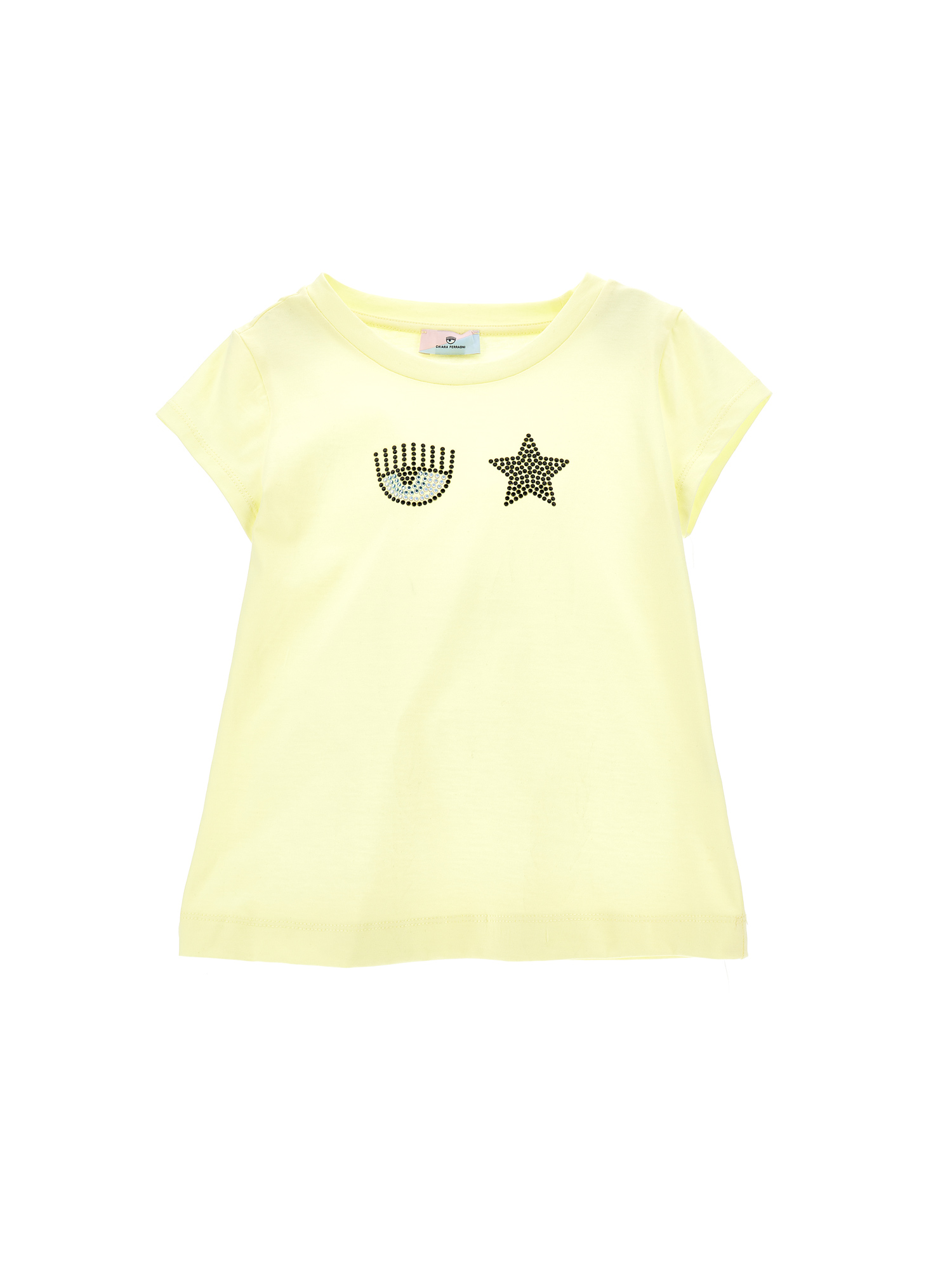 Chiara Ferragni Eyestar Embroidery T-shirt In Wax Yellow