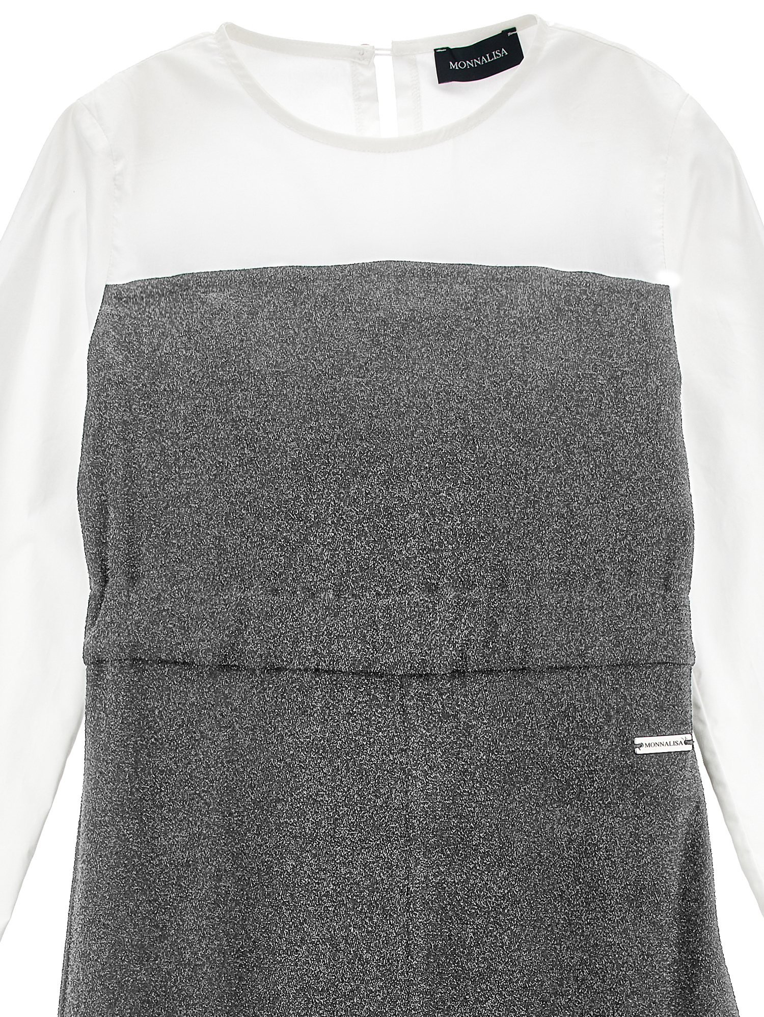 Monnalisa Two-tone Glitter Jumpsuit In Grey + Cream