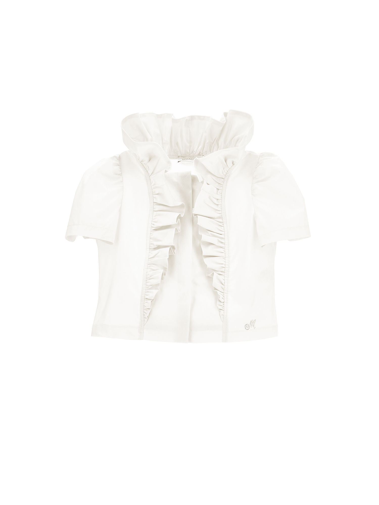 Monnalisa Poplin Shirt With Ruffles In Cream