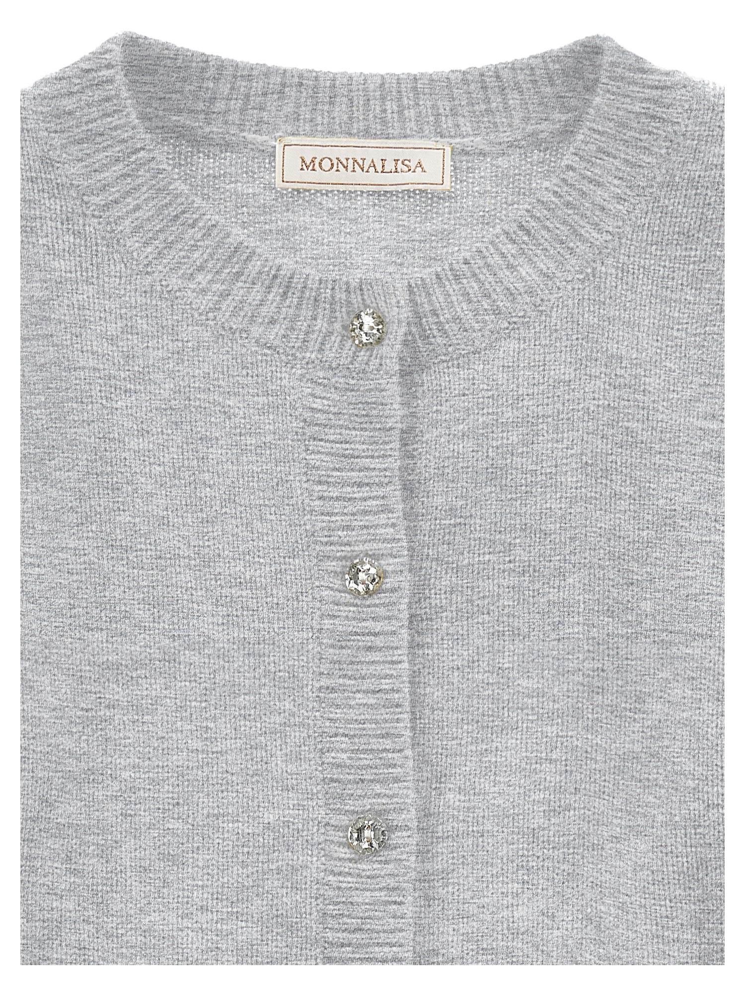 Monnalisa Soft Knit Cardigan In Grey
