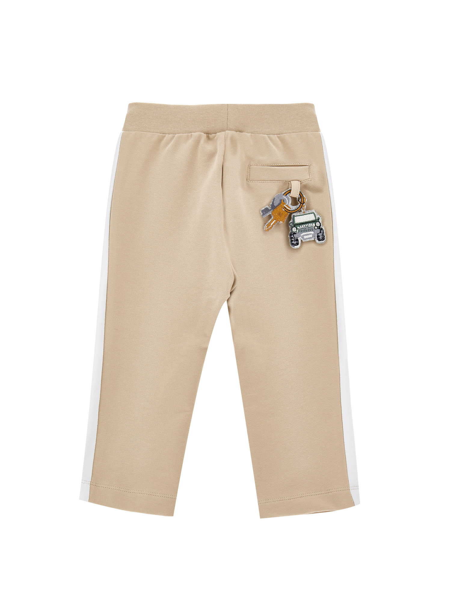 Monnalisa Two-tone Fleece Trousers In Ecru + White