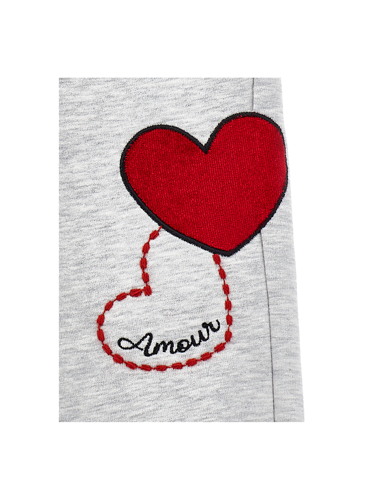 Monnalisa Heart Fleece Joggers In Pearl Grey