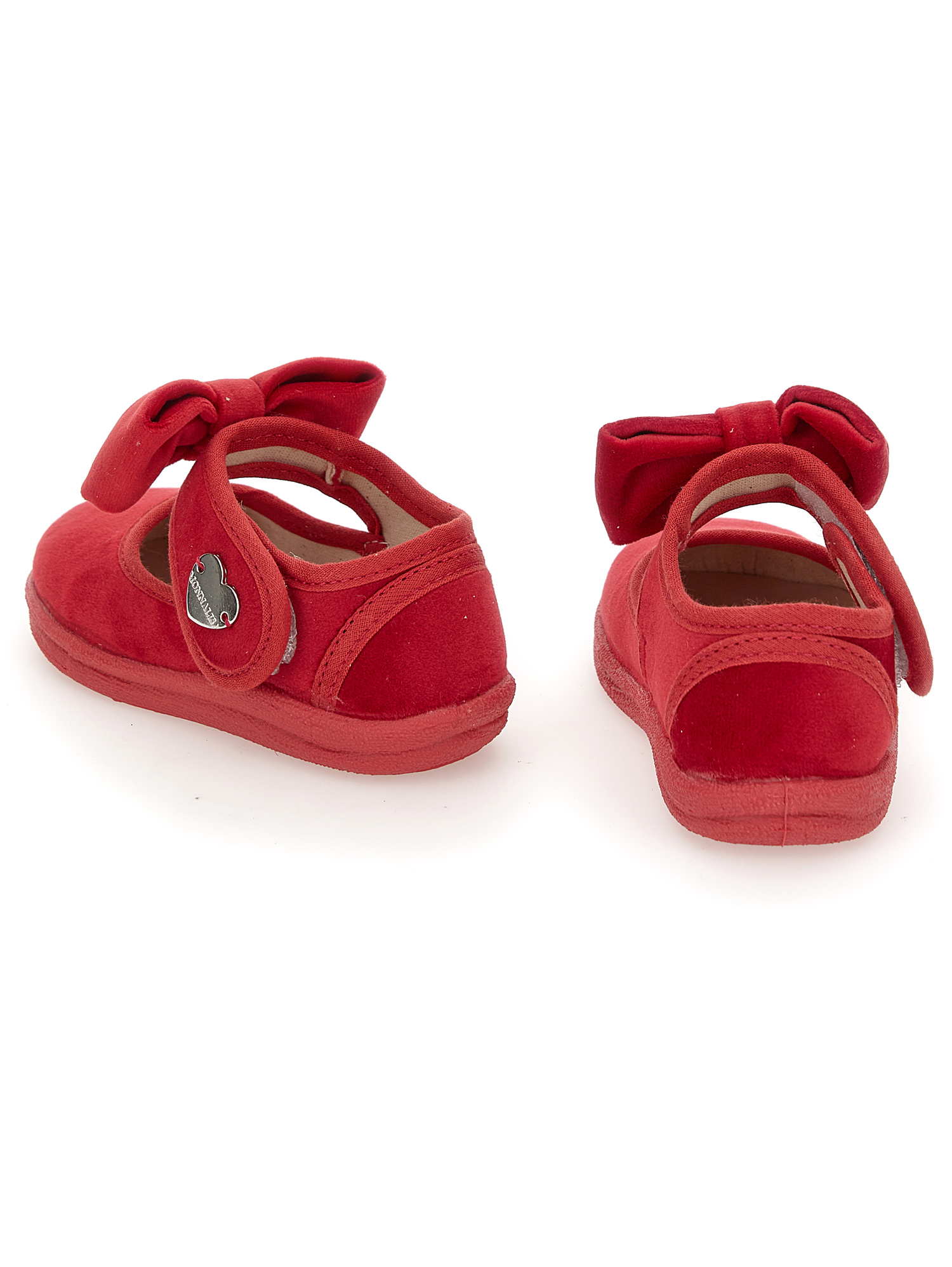 Monnalisa Velvet Shoes With Bow In Ruby Red