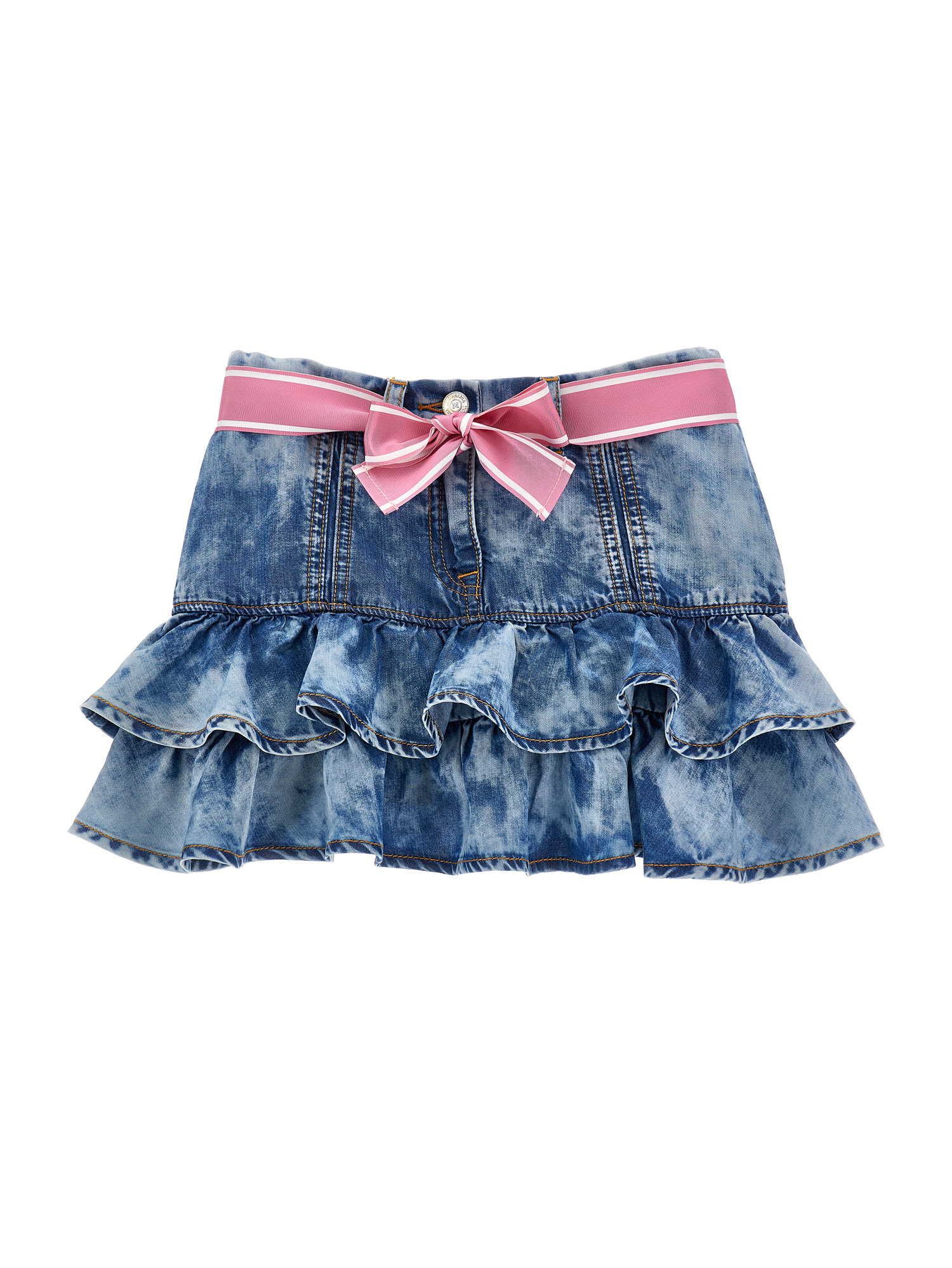 Monnalisa Kids'   Skirt With Ruffles And Bow In Gray