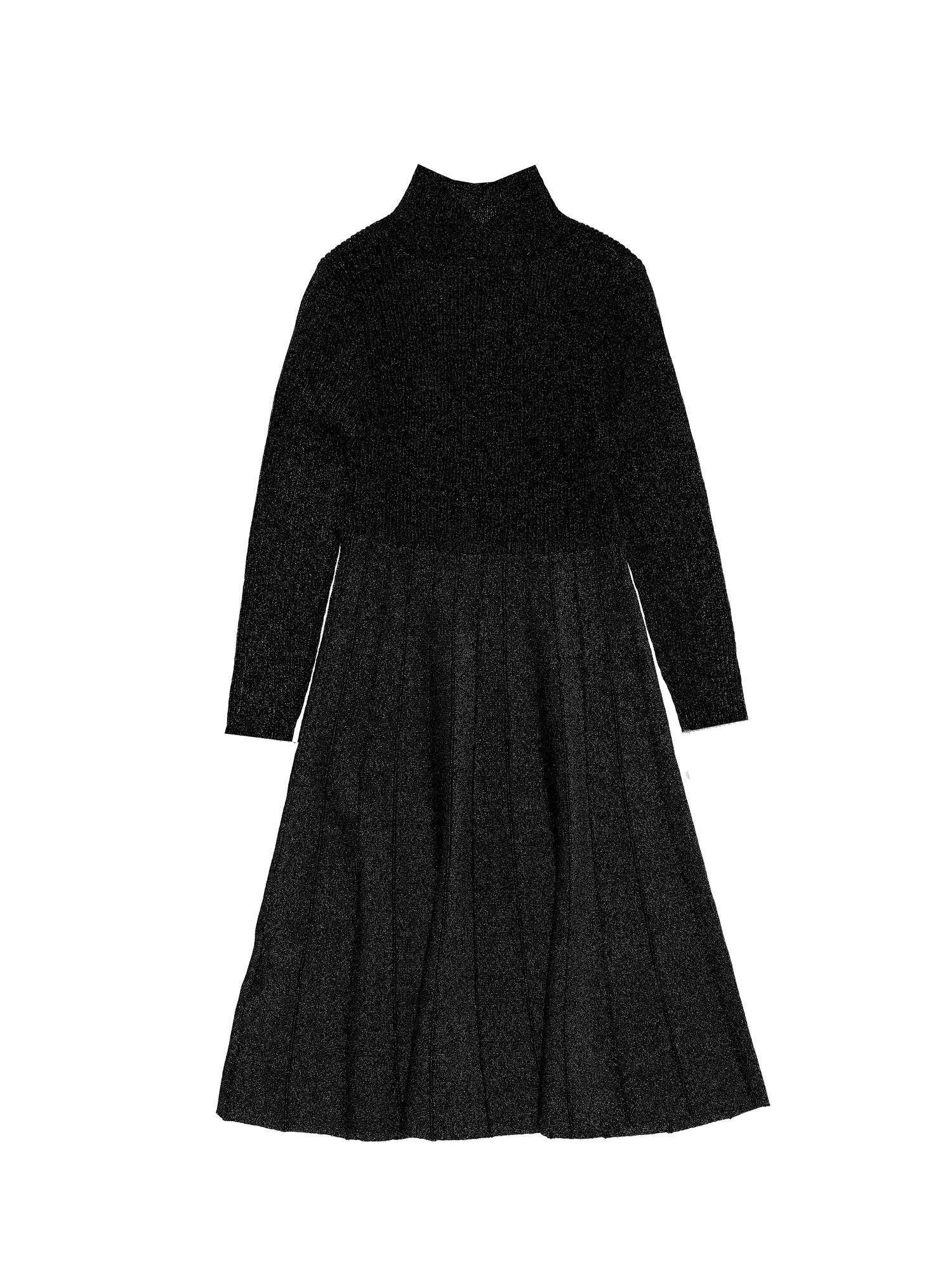 Shop Monnalisa Pleated Lurex Knit Dress In Black