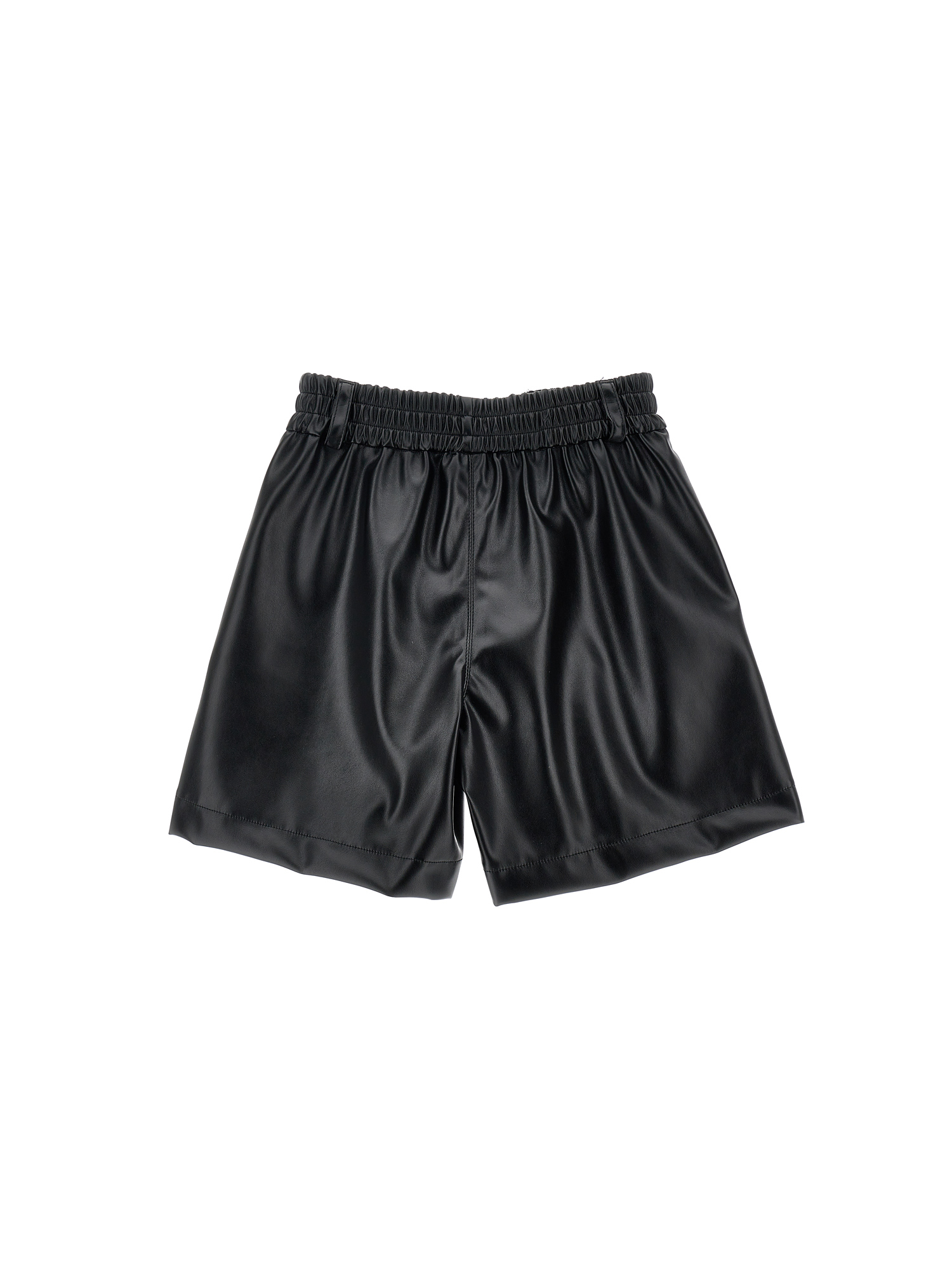 Monnalisa Coated Fabric Shorts In Black