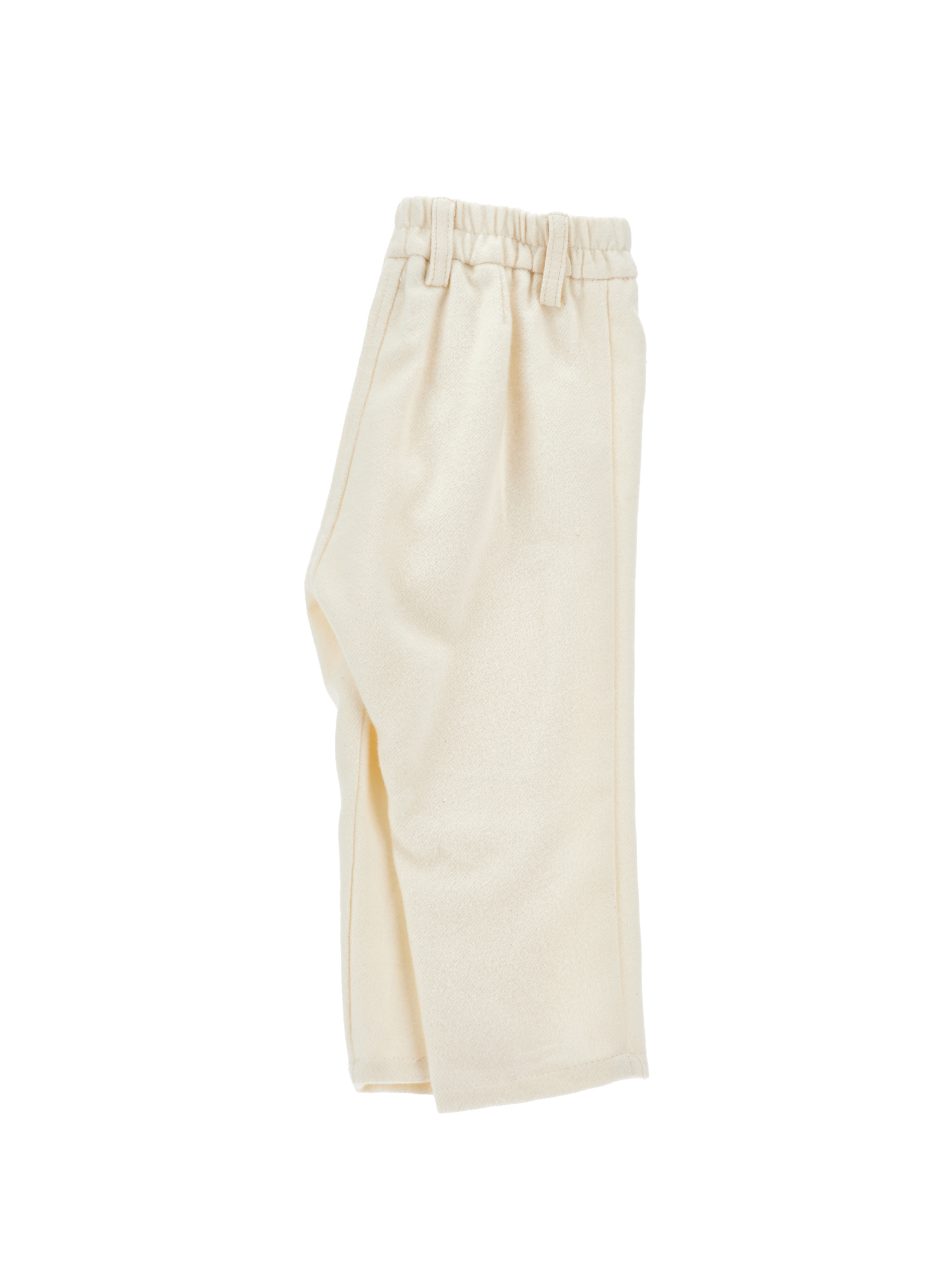 Monnalisa Soft Flannel Trousers In Ecru + Cream