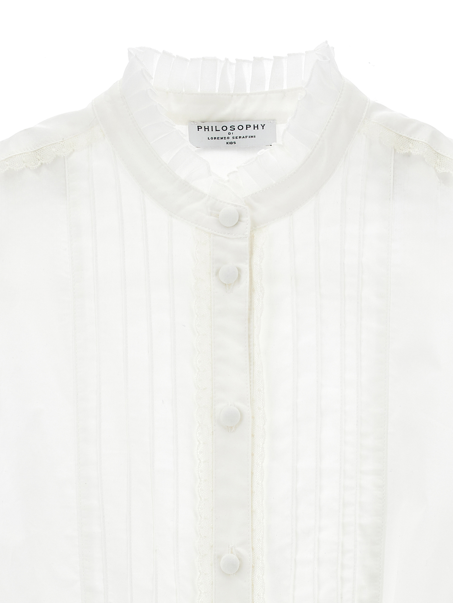 Philosophy Di Lorenzo Serafini Philosophy Kids  Cotton Blouse With Pleated Details In White