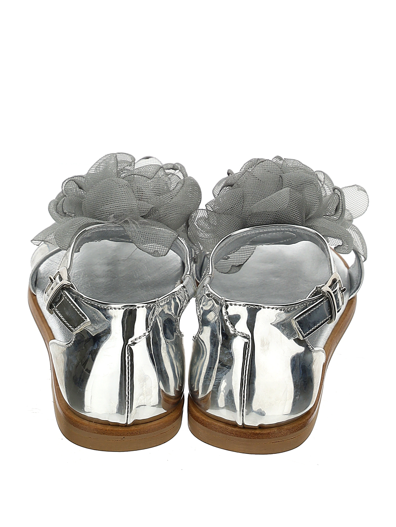 MONNALISA MONNALISA  ECO PATENT LEATHER SANDALS WITH FLOWERS 