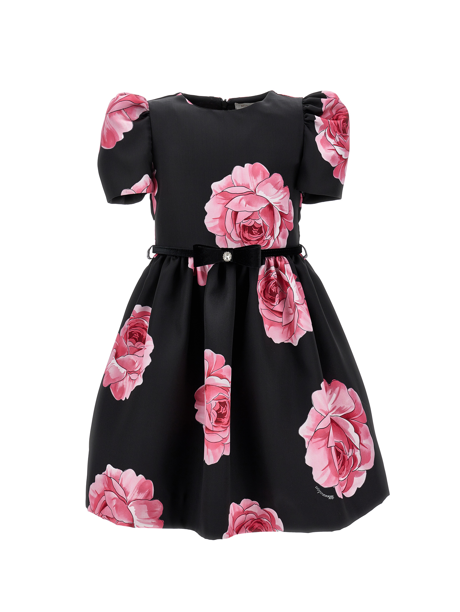 Shop Monnalisa Rose Mikado Dress In Black