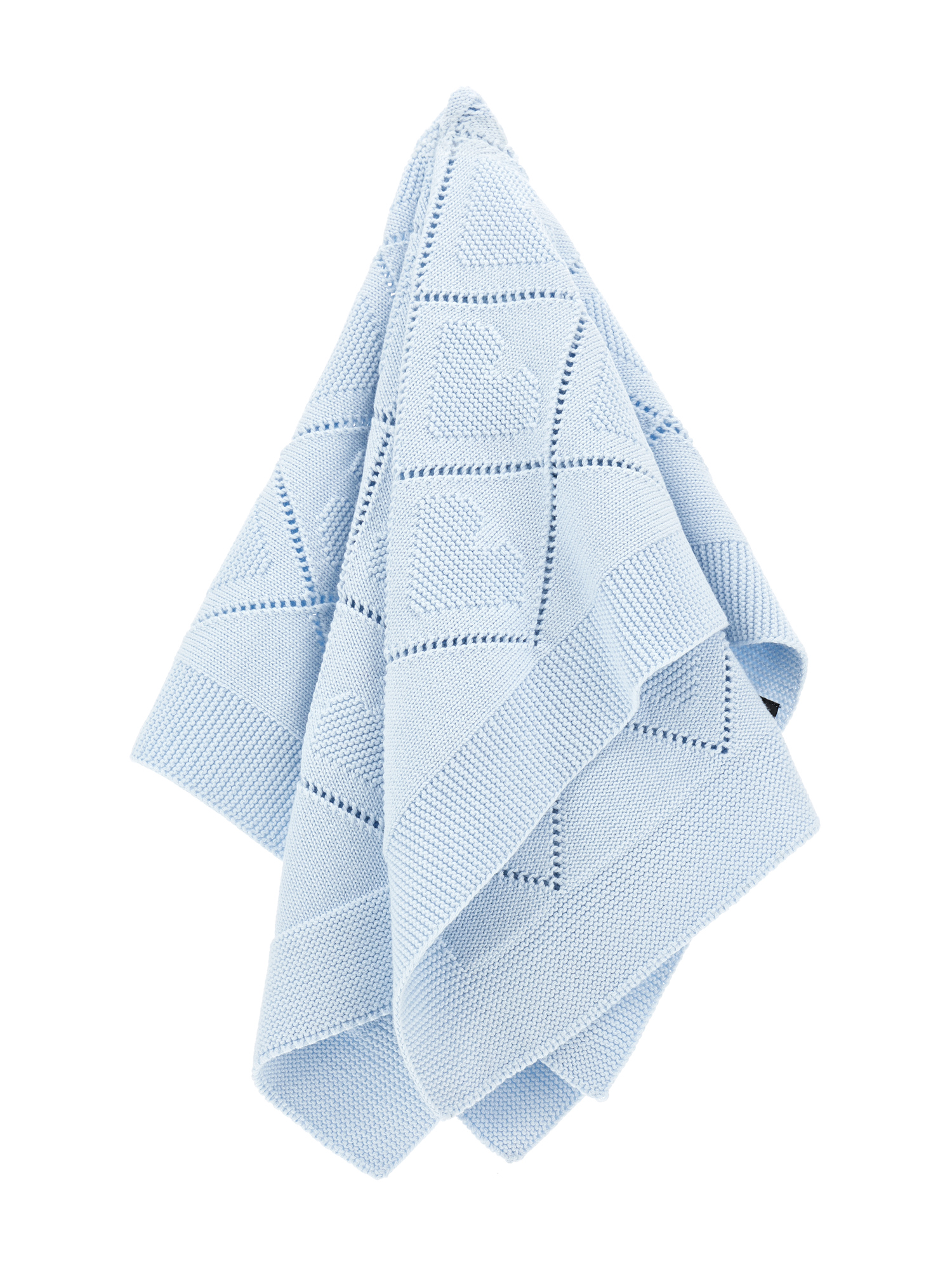 Shop Monnalisa Blanket In Heart Knit In Sky Blue