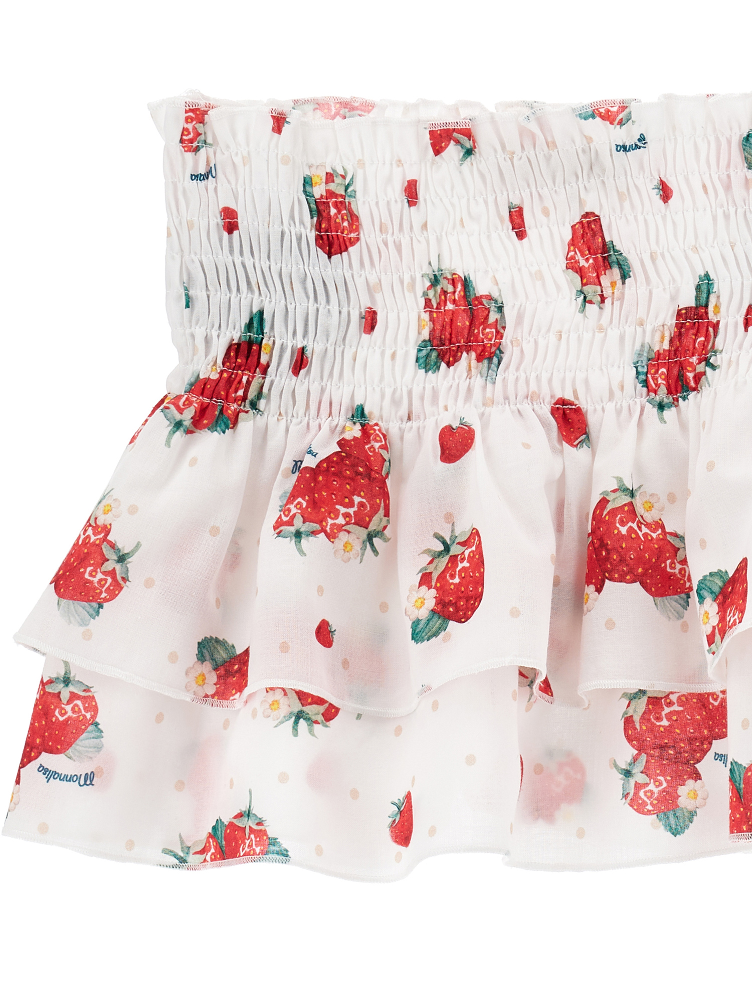 Monnalisa Strawberry Muslin Beach Set In White + Red