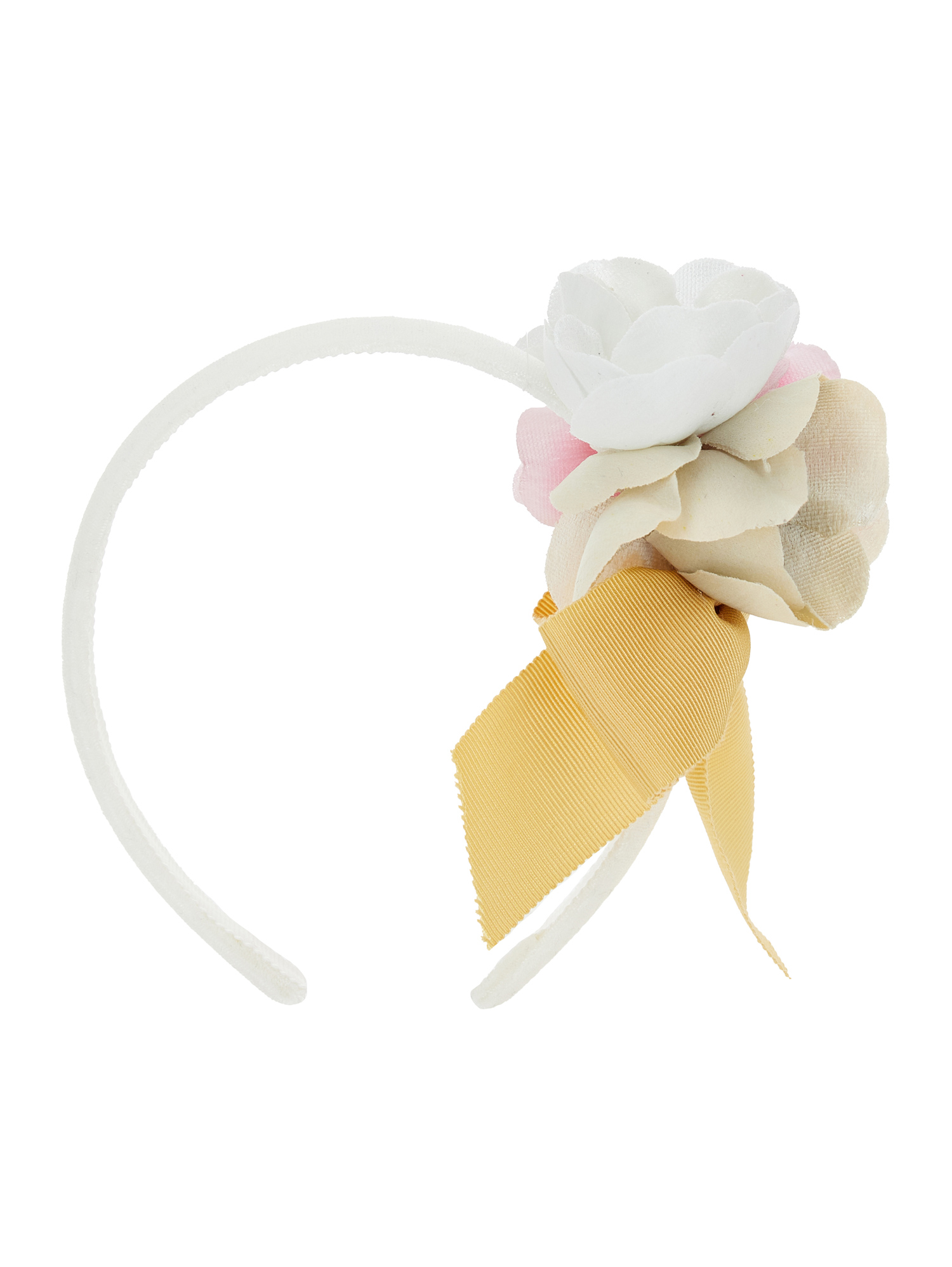 Shop Monnalisa Velvet Headband In Cream + Multicolor