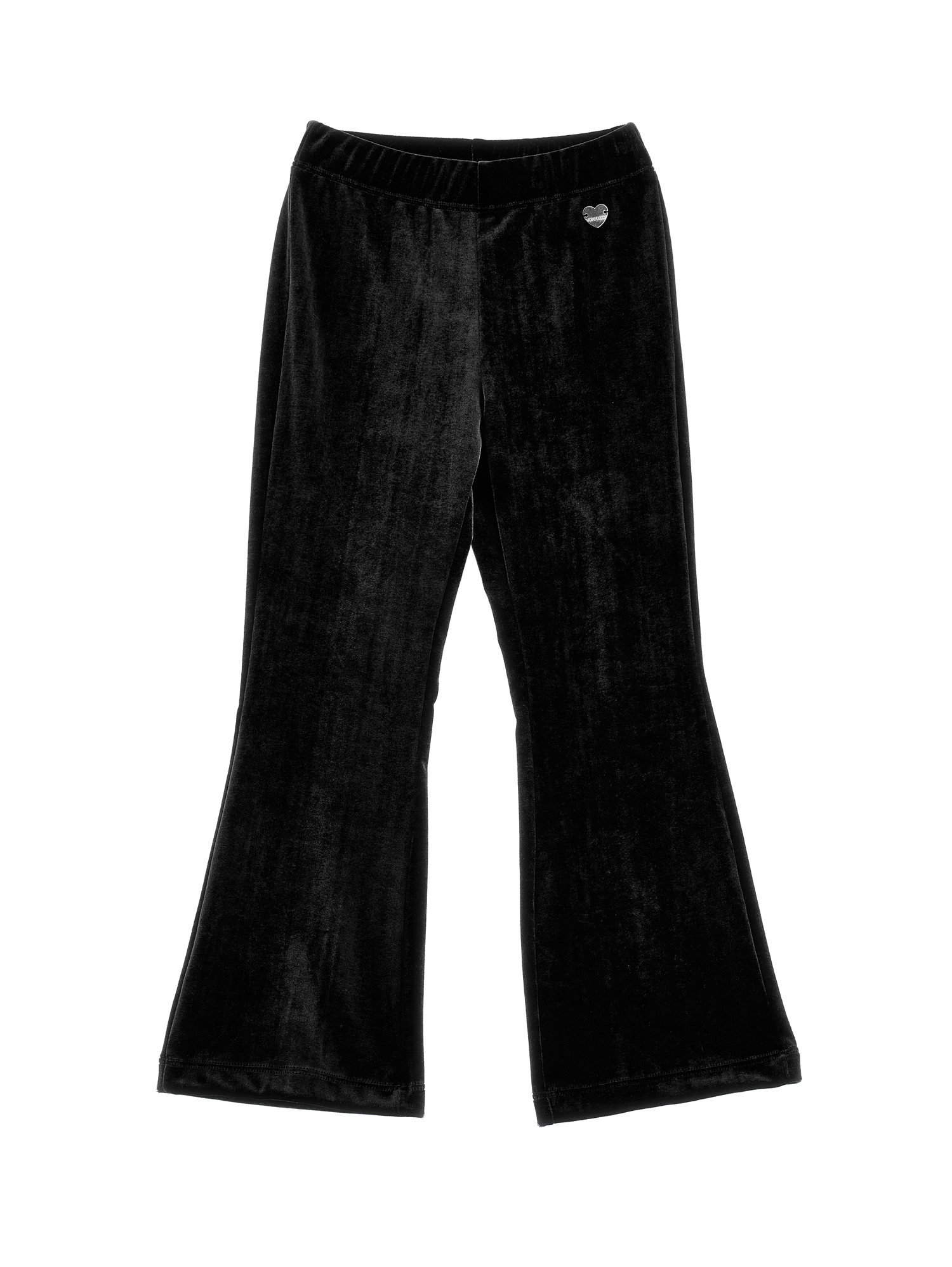 Monnalisa Warp-knit Chenille Trousers In Black