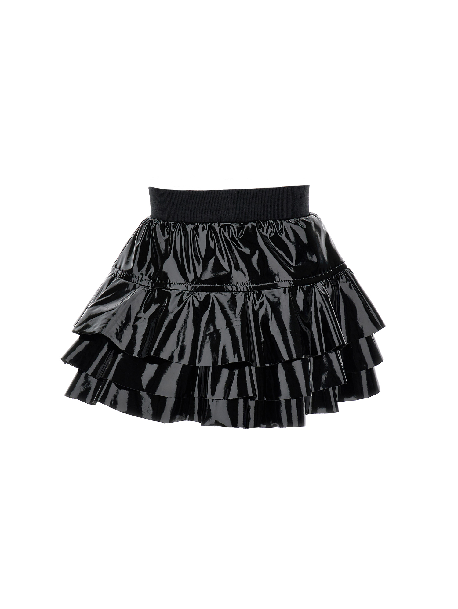 Monnalisa Flared Vinyl Skirt In Black